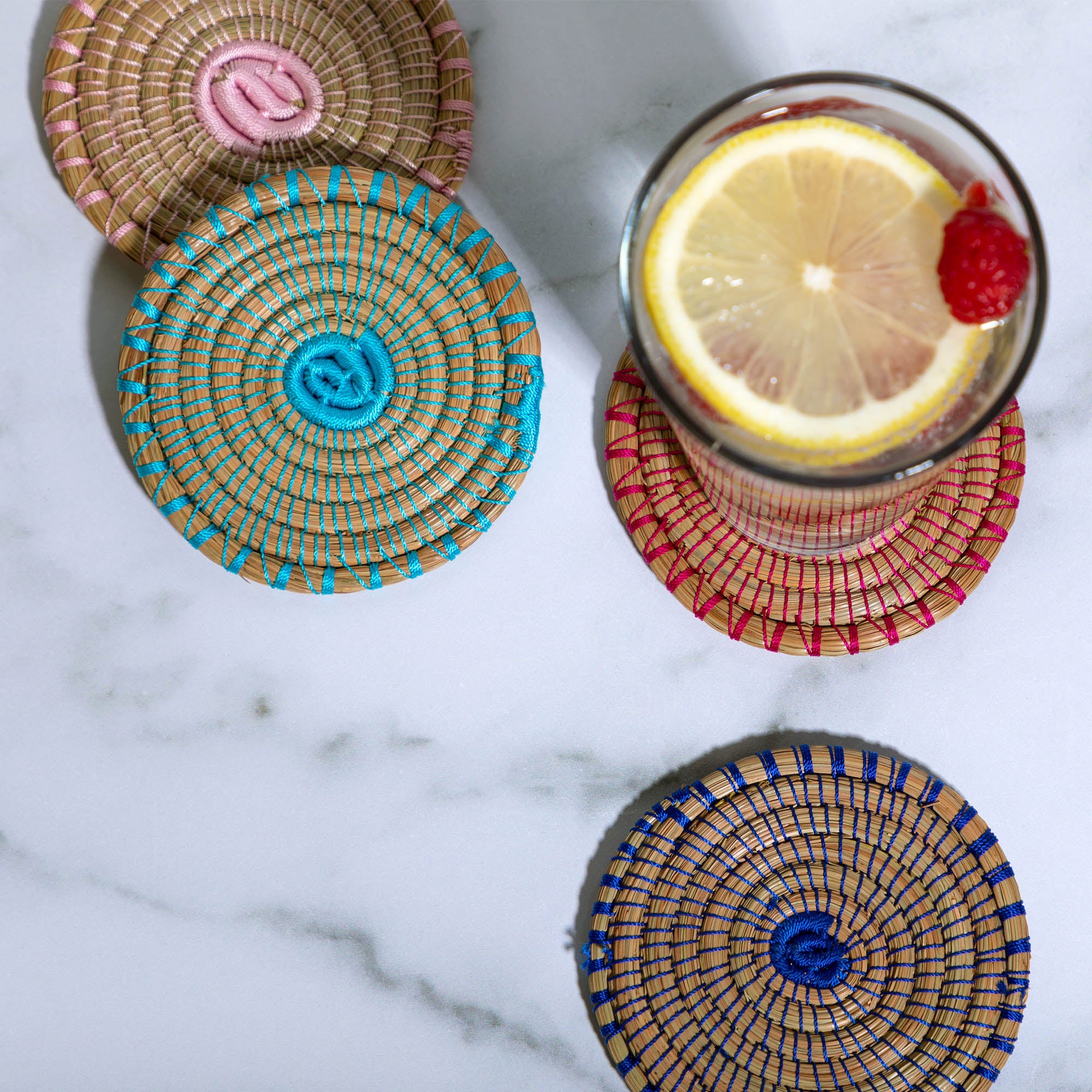 Premium Handmade Pine Needle Coasters - Set of 4 | Eco-Friendly Table Decor