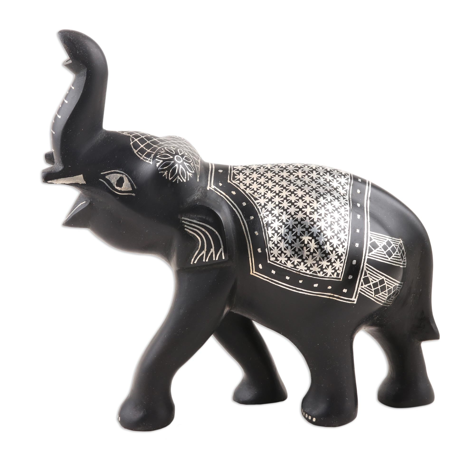 Premium Handcrafted Silver Inlay Bidriware Elephant Statue - Traditional Indian Artistry
