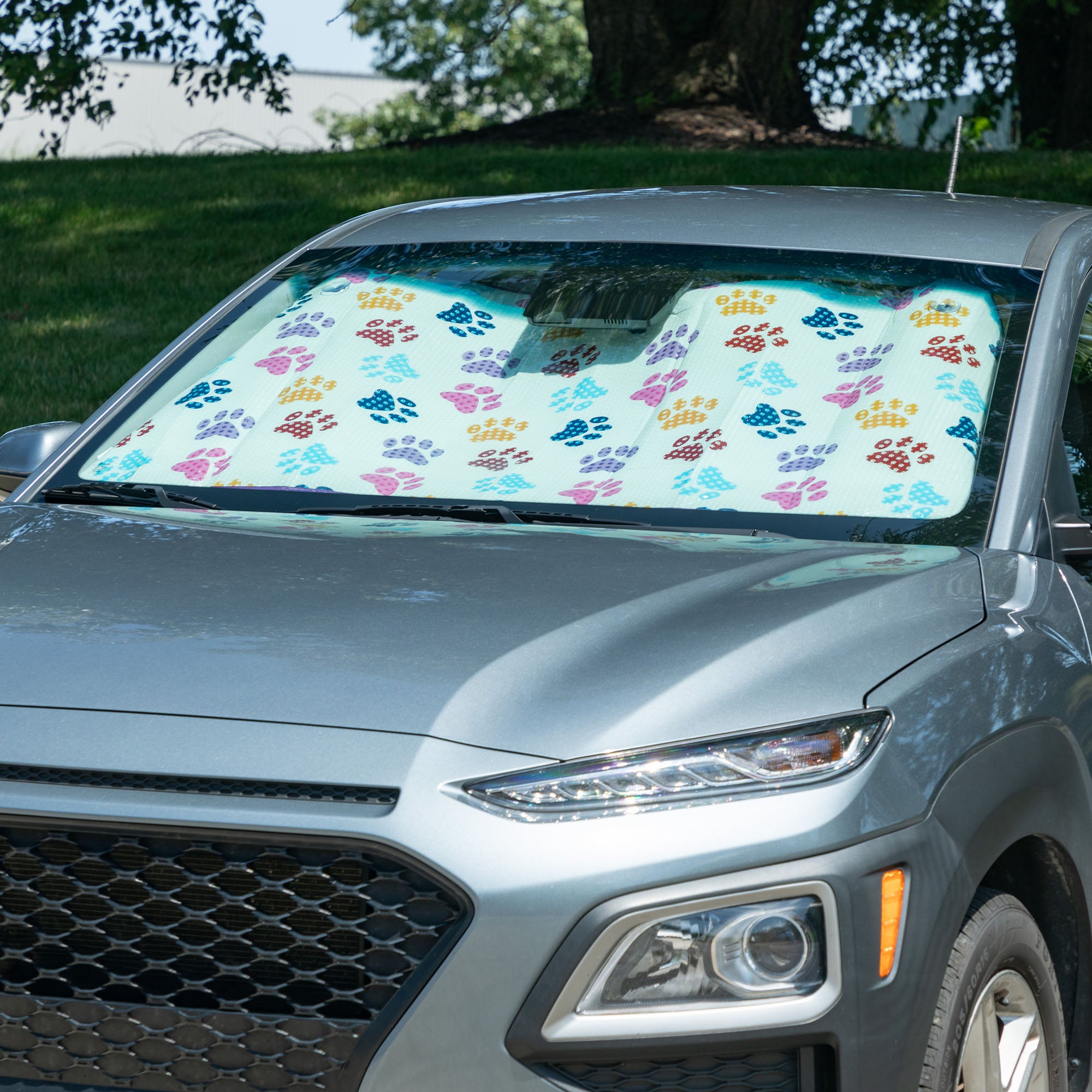 Premium Double Paw Plaid Foldable Car Sun Shade - Ultimate 3-Piece Set