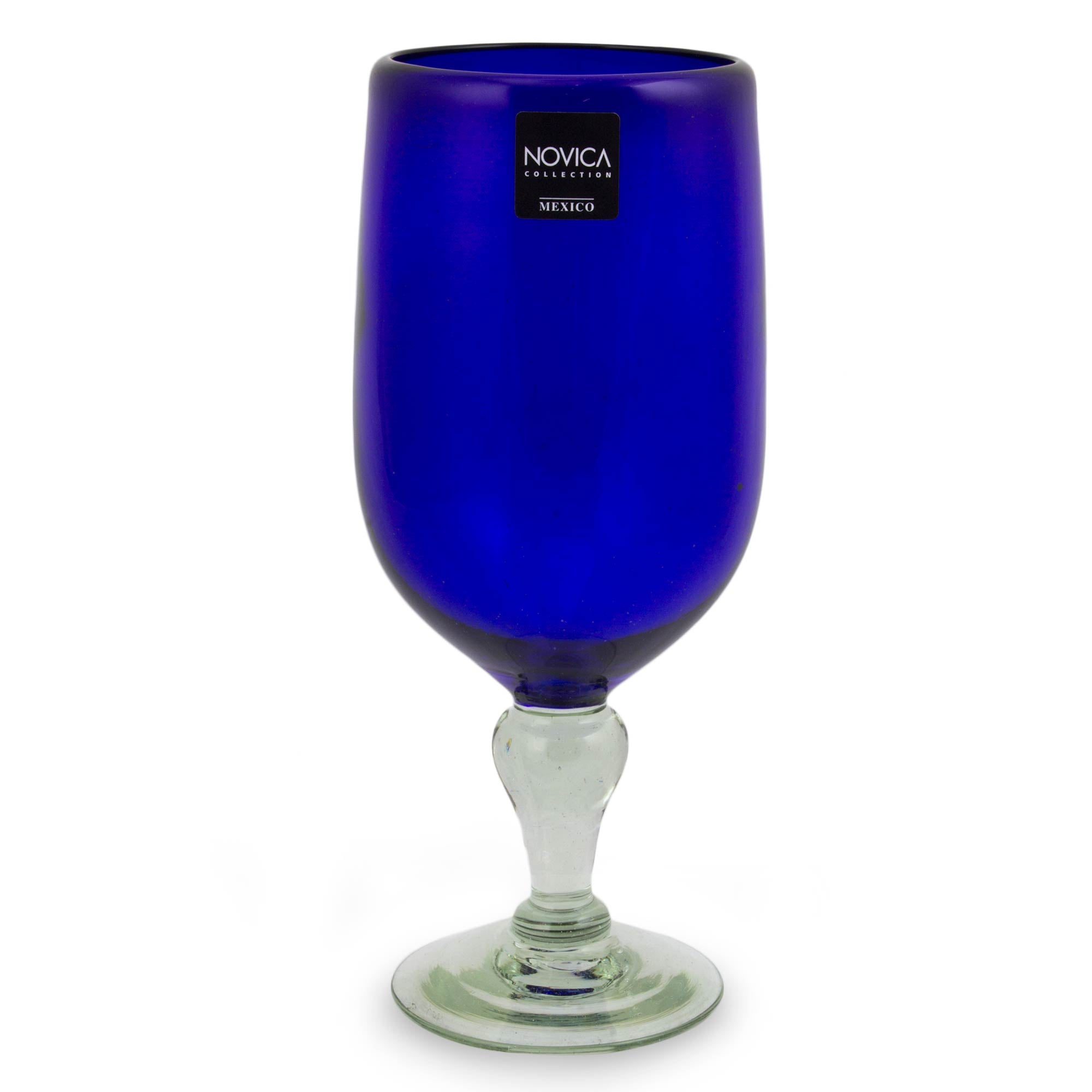 Premium Hand-Blown Cobalt Blue Goblets - Set of 6 | Artisan Crafted in Mexico