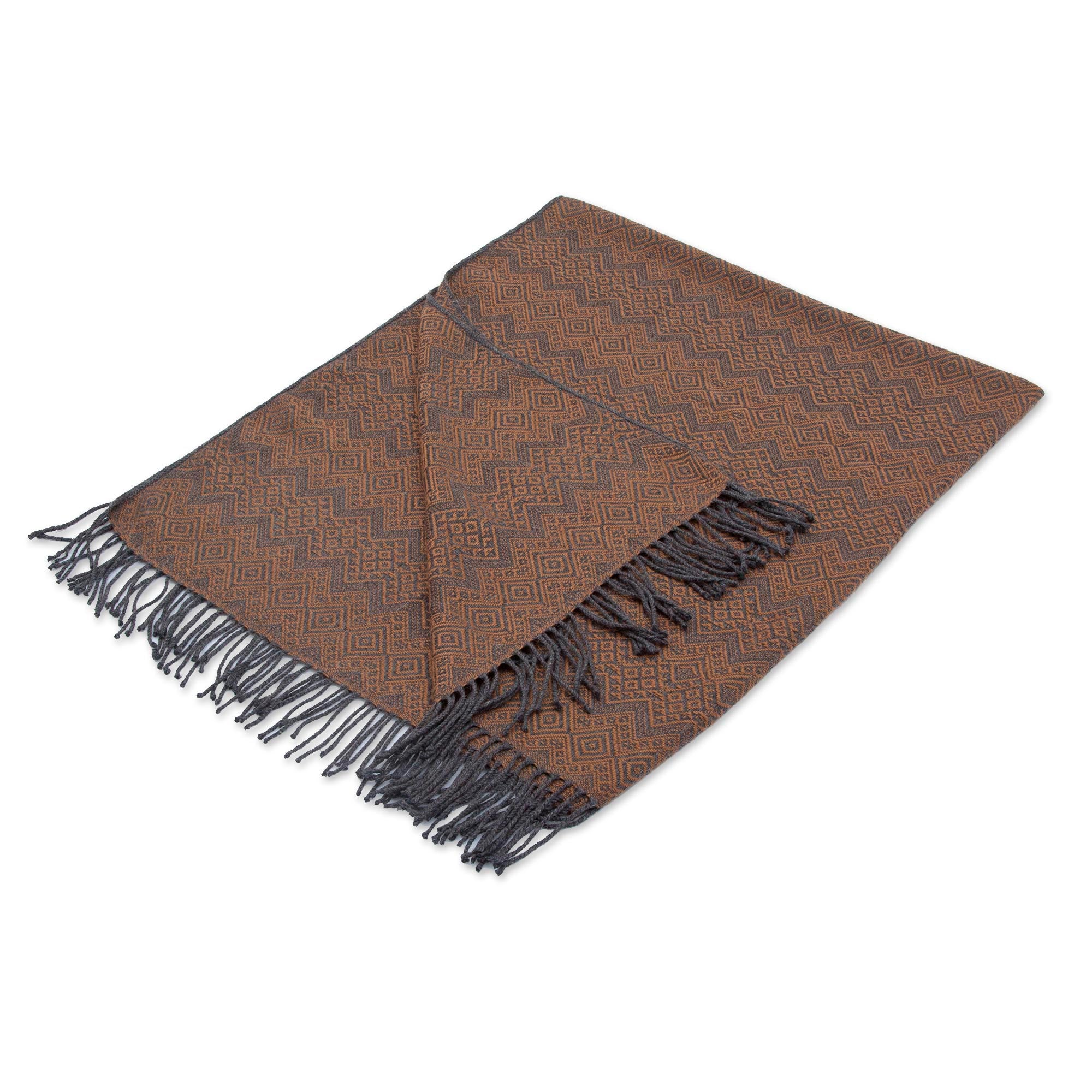 Premium Diamond Embrace Throw Blanket - Luxurious Slate & Spice Design