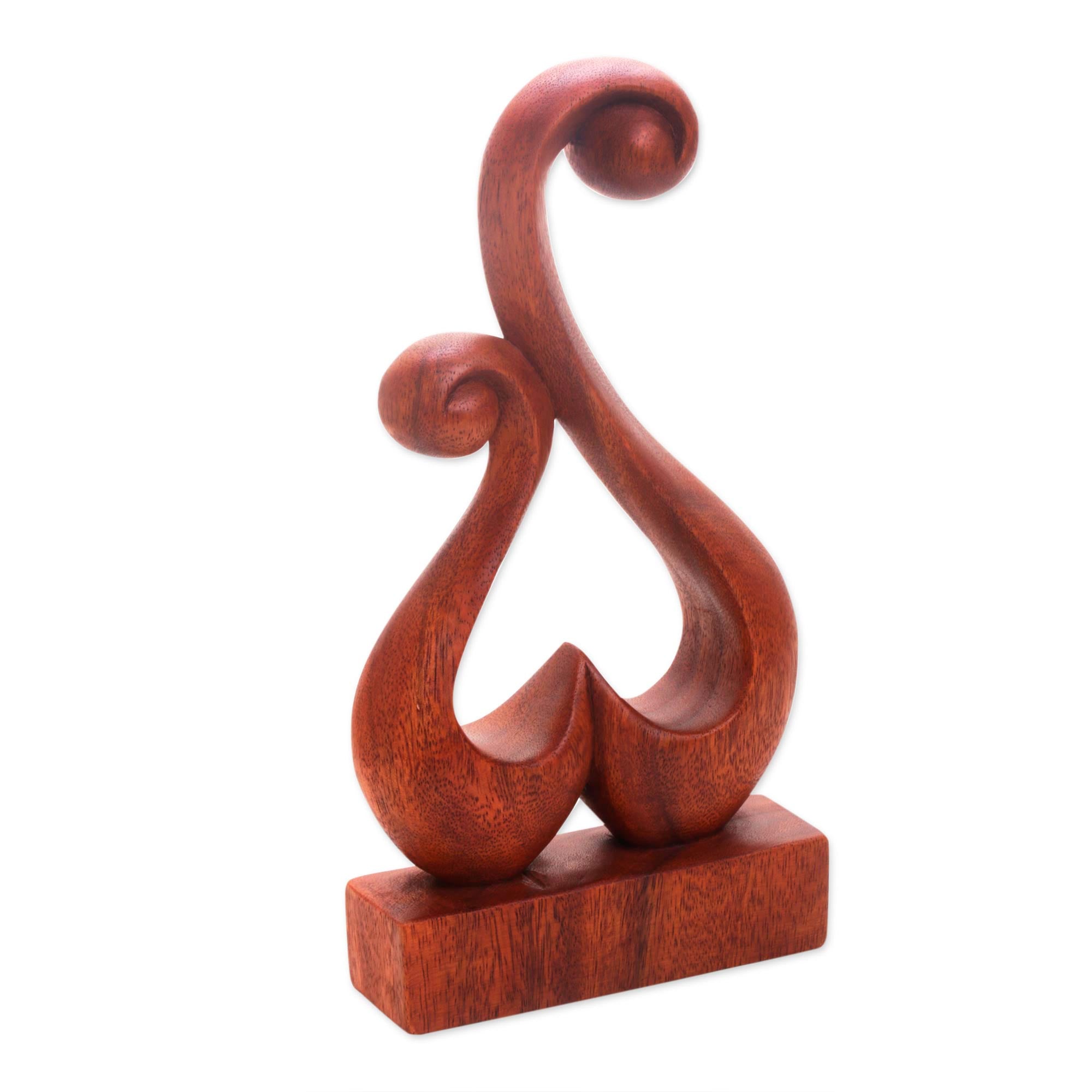 Premium Hand-Carved Suar Wood Abstract Heart Sculpture – Lover's Bloom