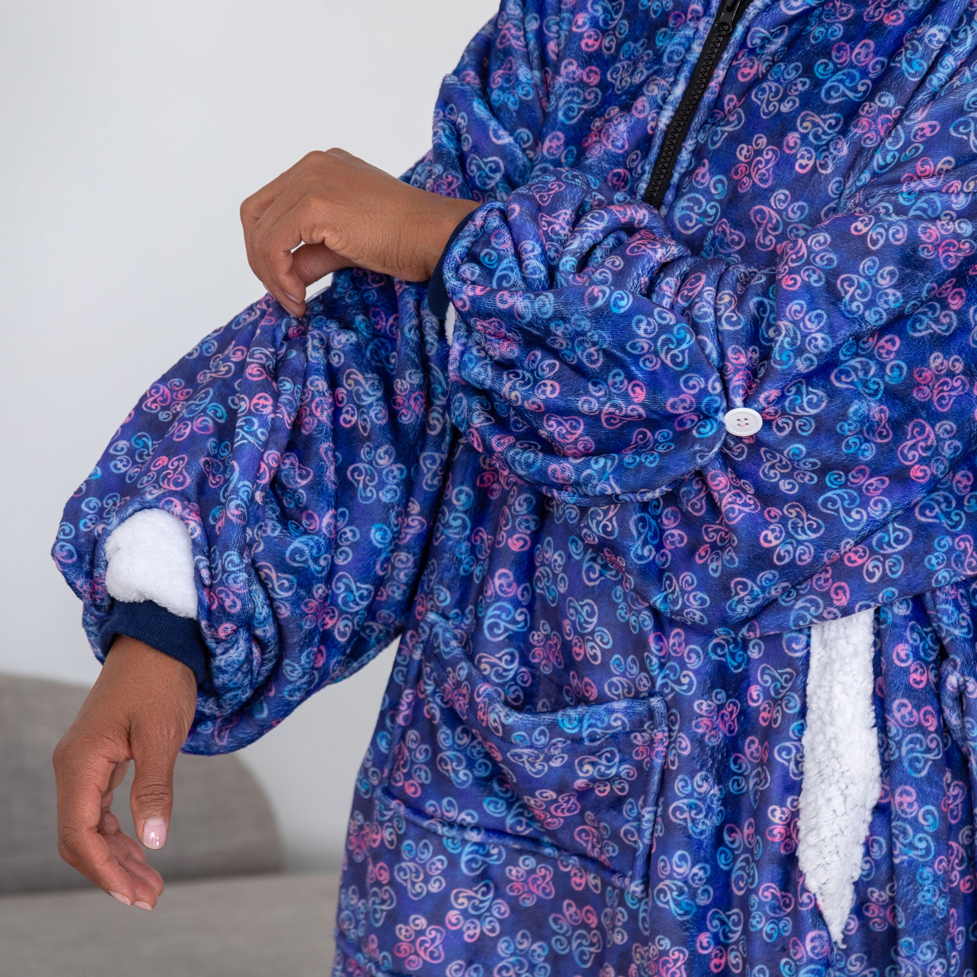 Ultimate Cozy™ Deluxe Paw Print Wearable Hoodie Blanket