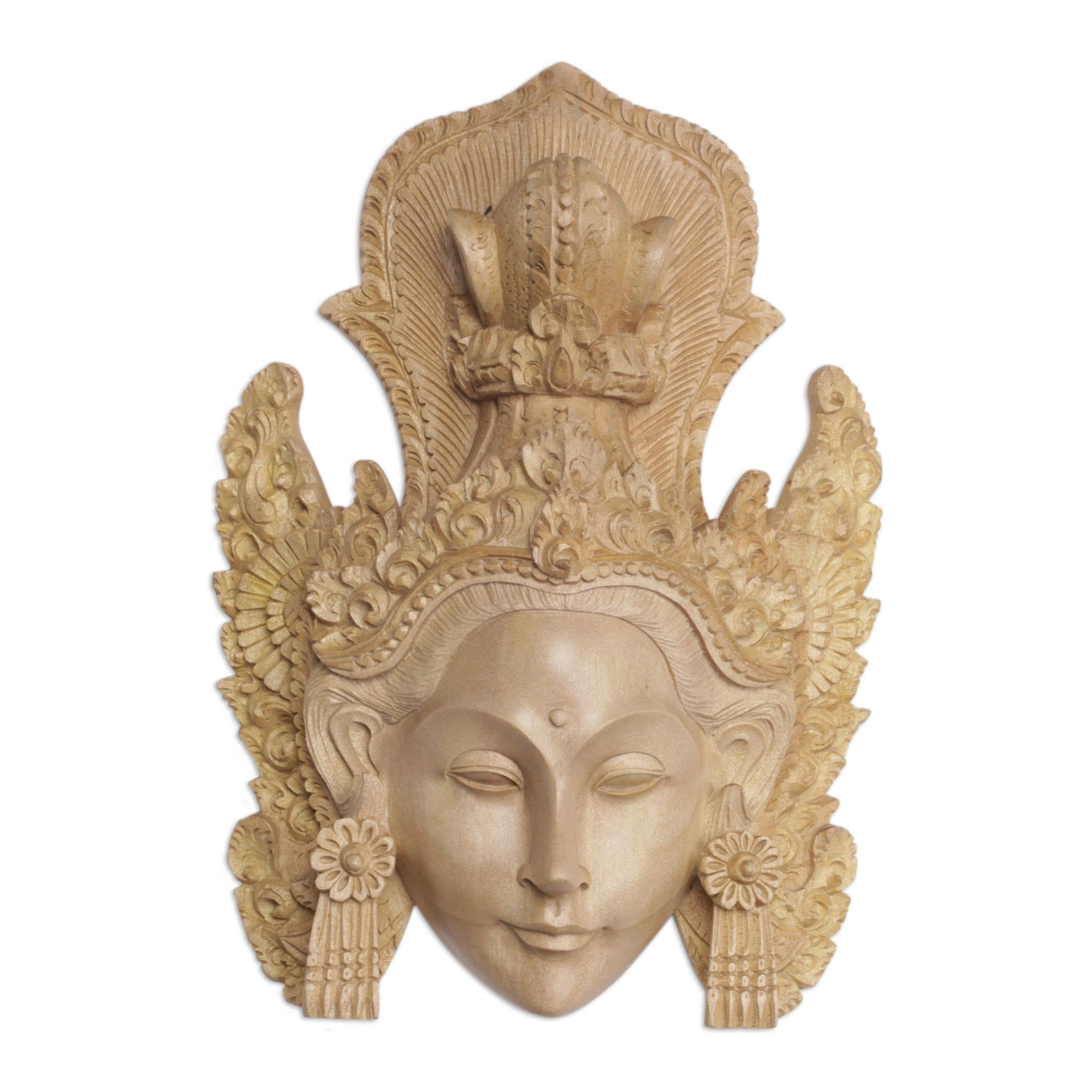 Premium Hand-Carved Princess Sita Wooden Mask – Authentic Balinese Artisan Craft