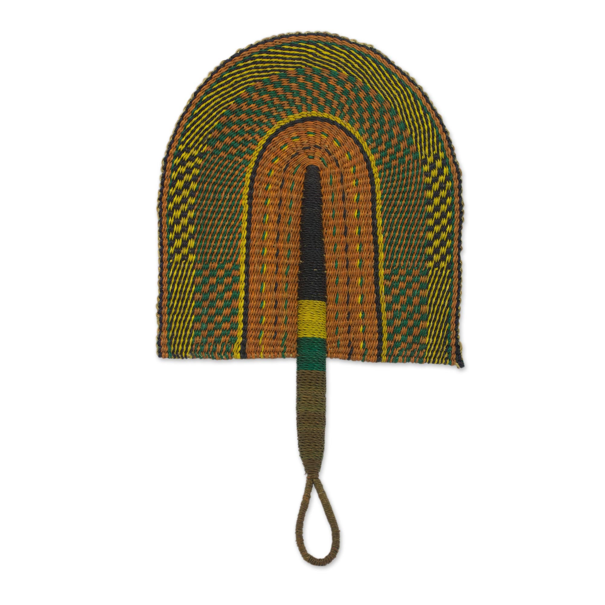 Premium Handwoven Multicolored Raffia Fan – Authentic African Artistry from Ghana