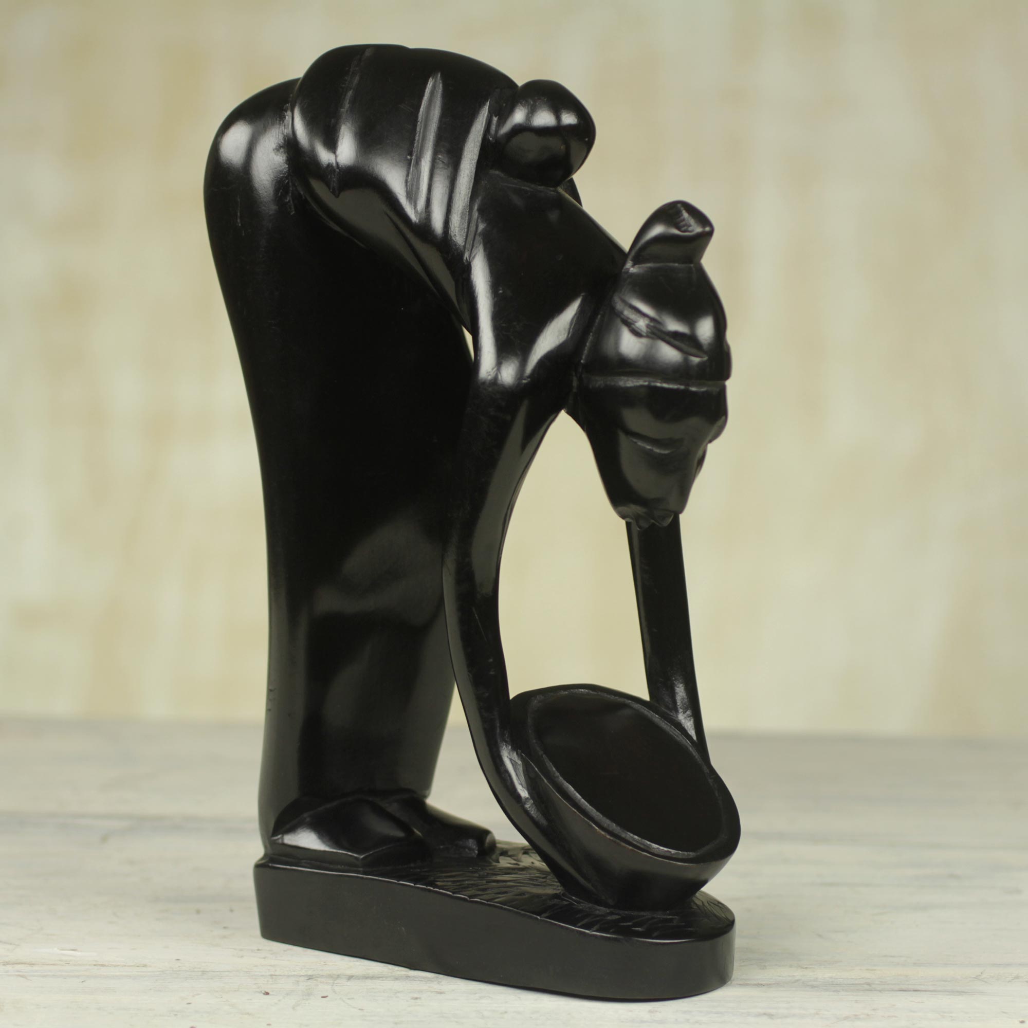 Premium Hand-Carved Serwaa Mother and Child Sculpture – Authentic Ghanaian Art