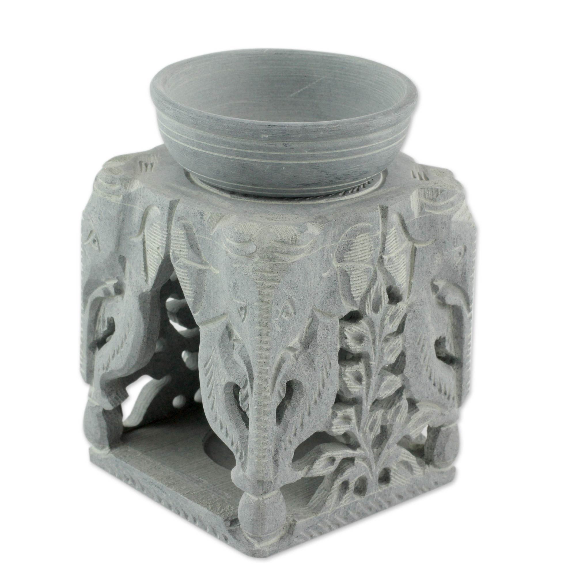 Premium Agra Elephant Oil Warmer - Handcrafted Soapstone Elegance
