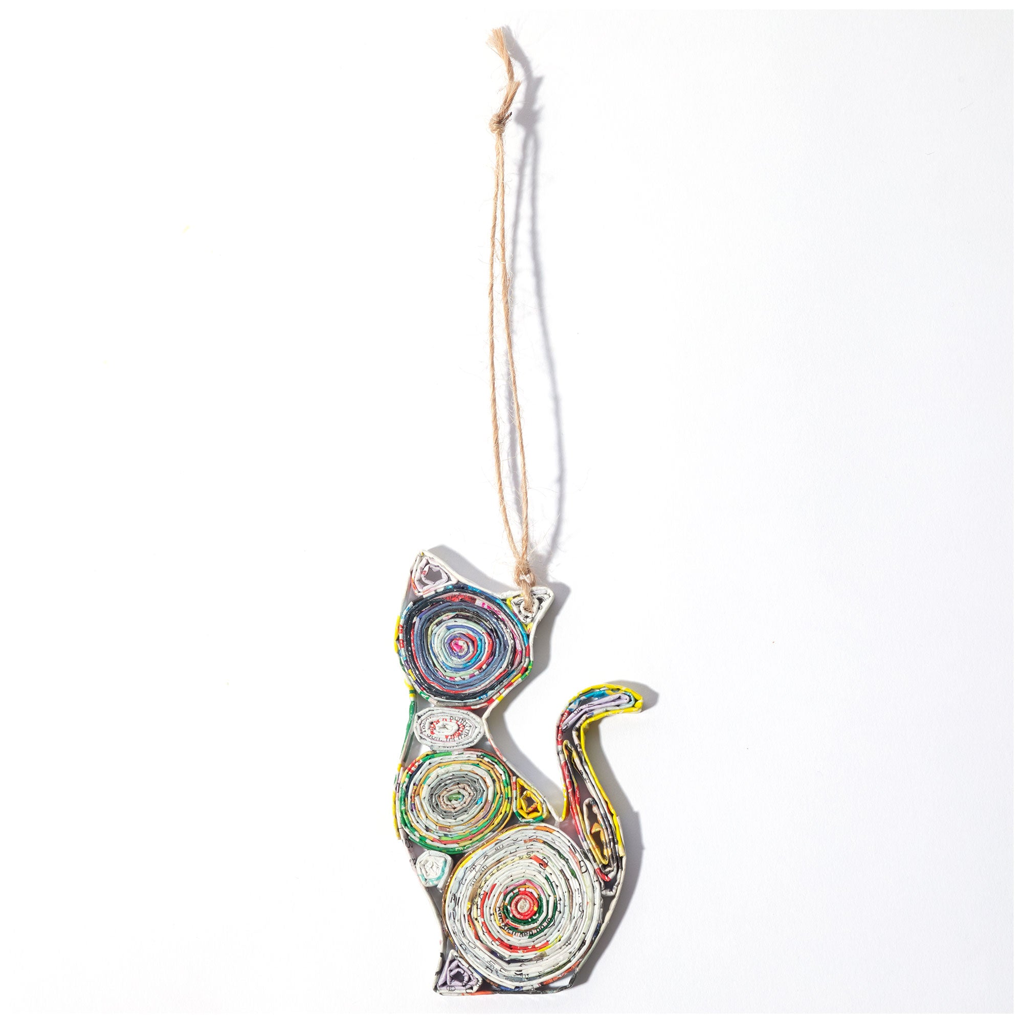 Premium Recycled Magazine Furry Friend Ornament | Eco-Friendly, Handmade, Fair Trade Holiday Decor