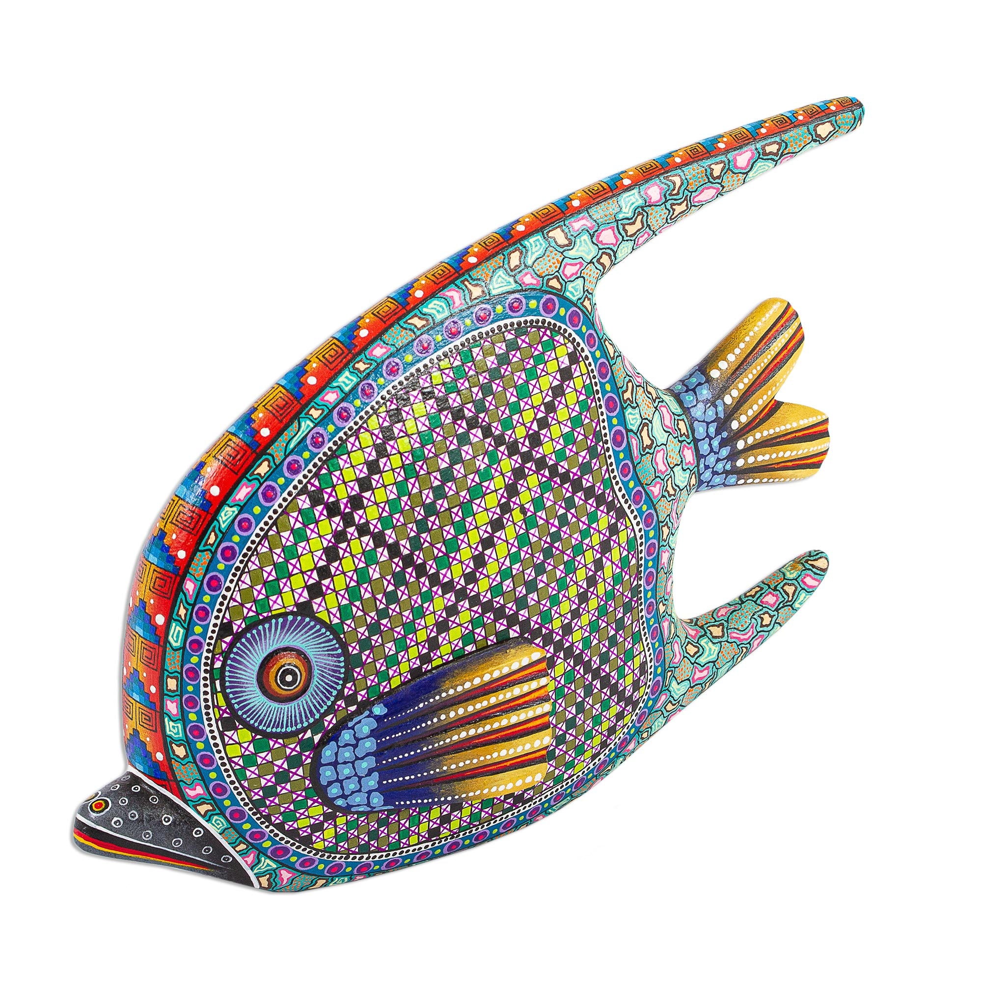 Premium Zapotec Alebrije Fish Sculpture - Handcrafted Mexican Folk Art