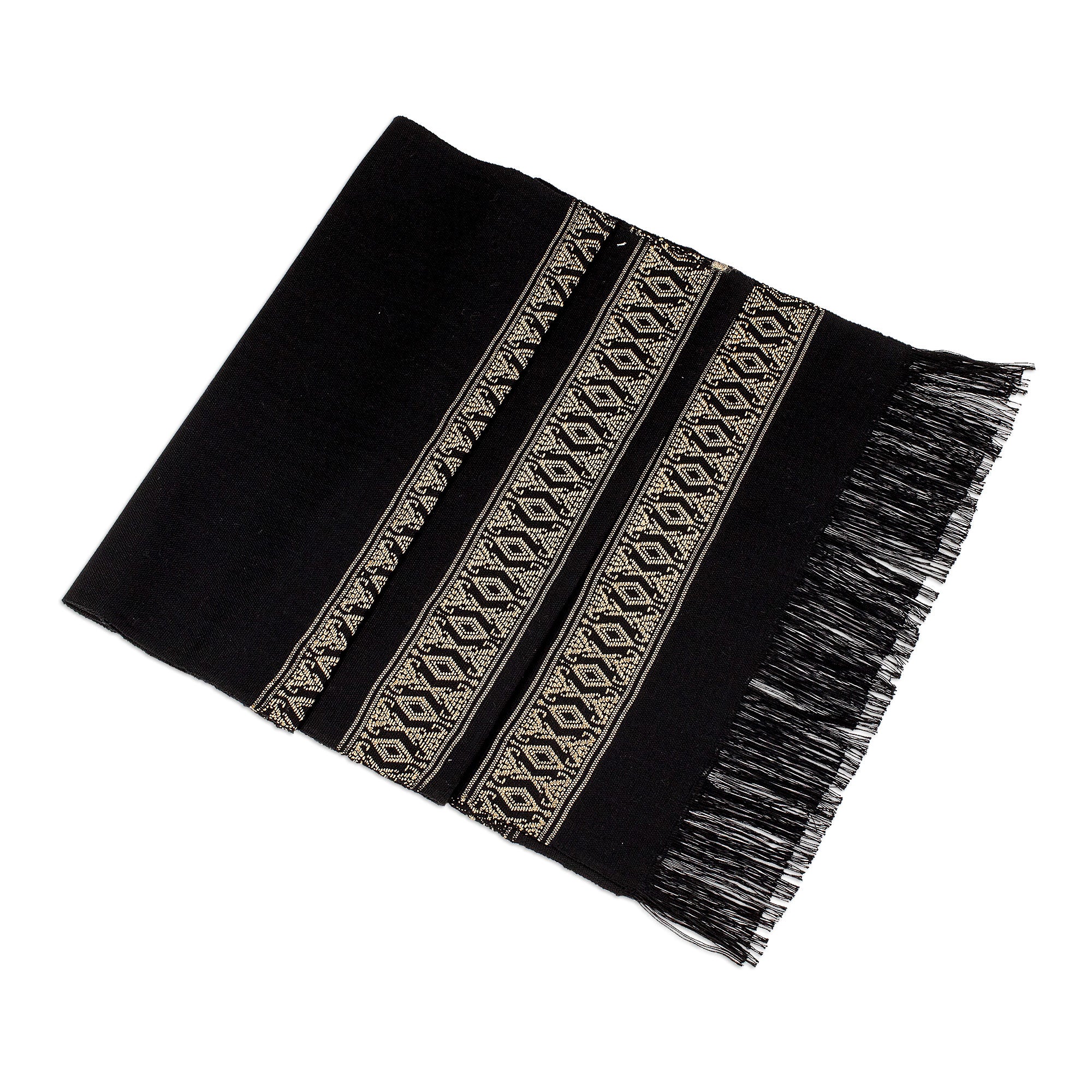 Premium Handwoven Beige Moon Cotton Table Runner - Artisan Crafted in Guatemala