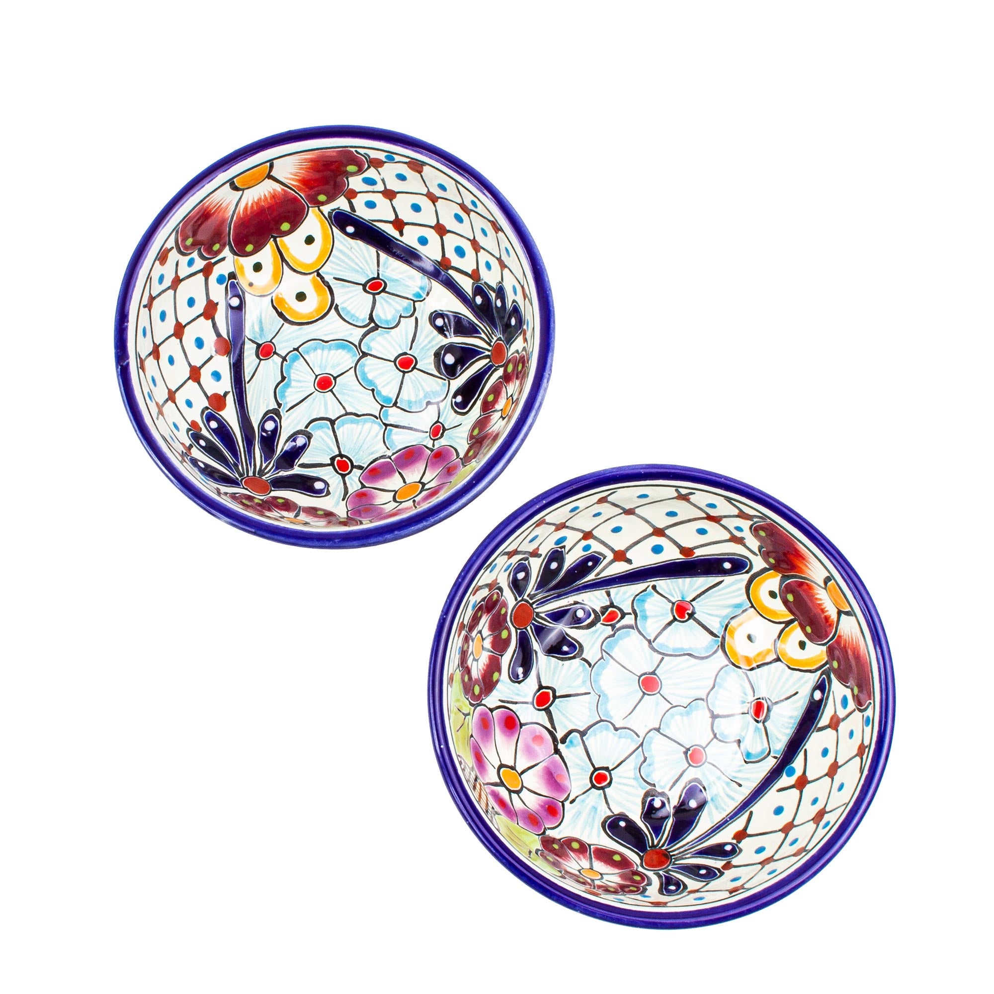 Premium Hand-Painted Floral Bowls - Mexican Artisan Pair