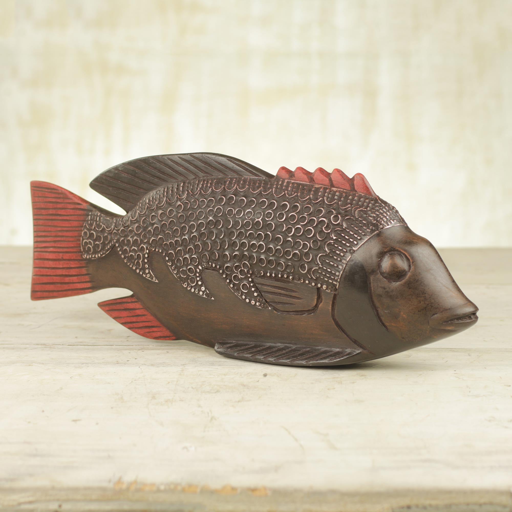 Premium Ga Redfish Sculpture: Handcrafted African Art by Anna Yawson