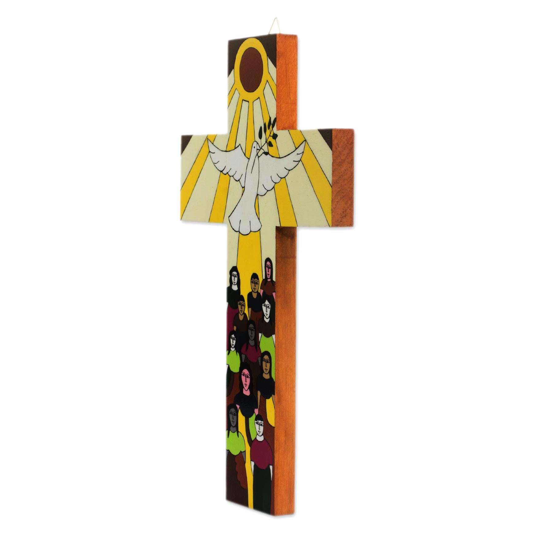 Premium Hand-Painted Peace Dove Pinewood Wall Cross