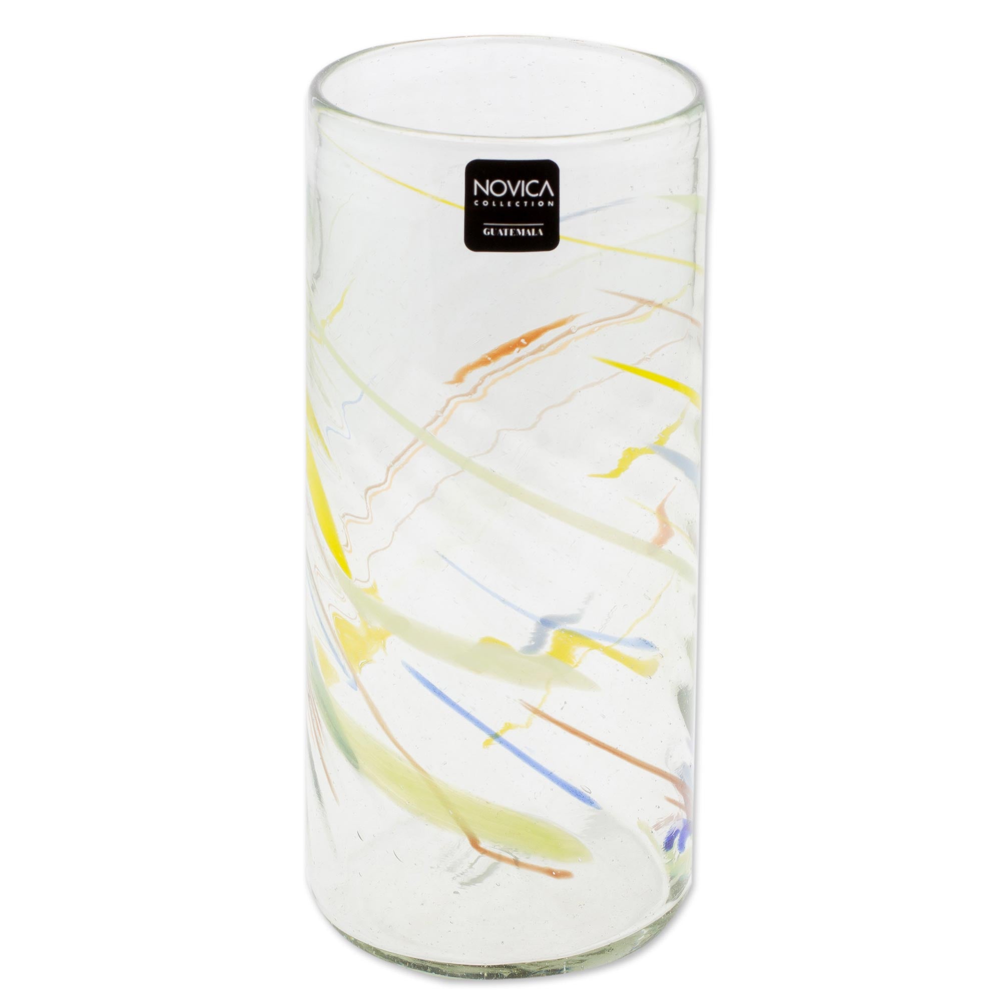Premium Handcrafted Recycled Glass Vase with Vibrant Colorful Lines