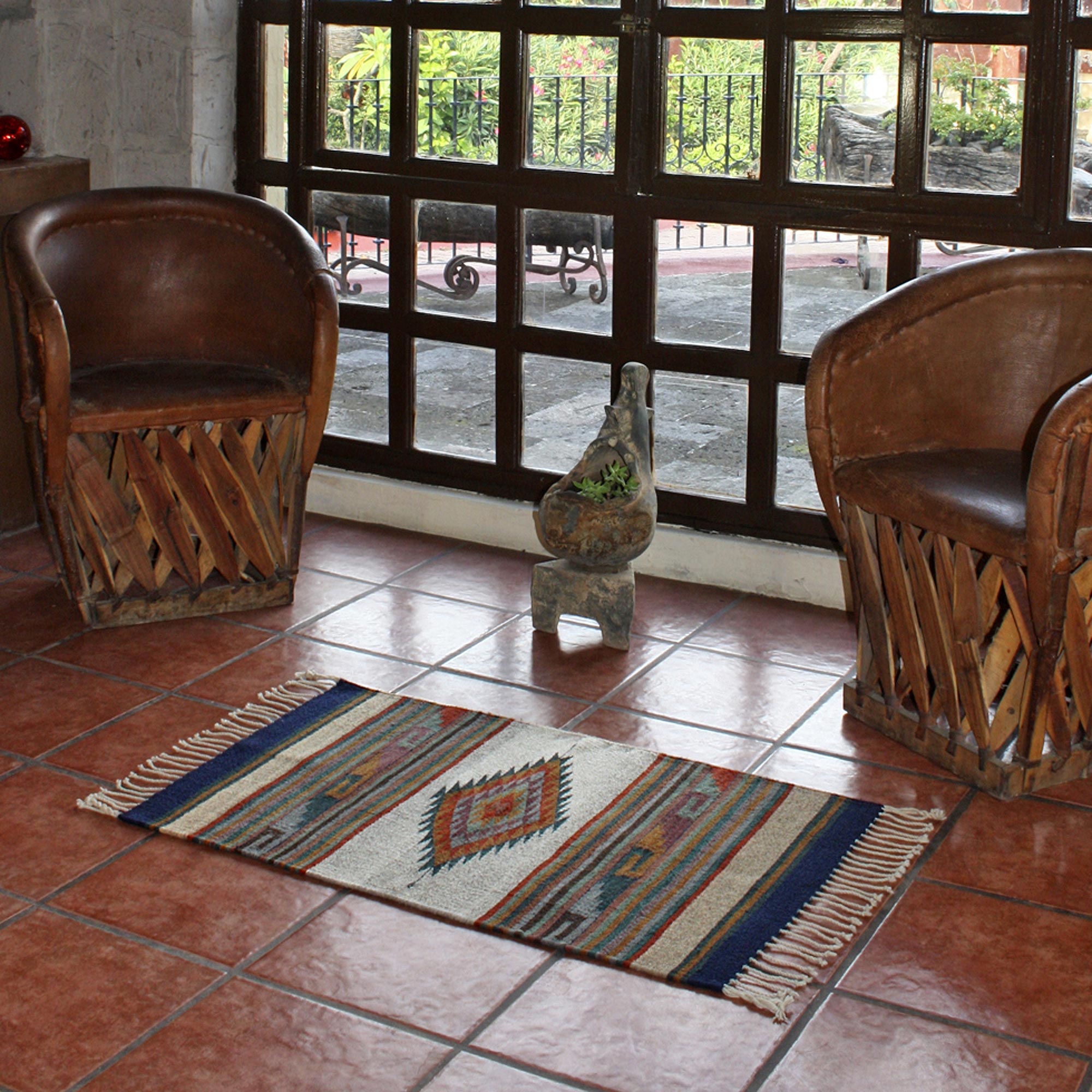Premium Desert Diamond Geometric Wool Rug (2x3) - Handloomed Elegance