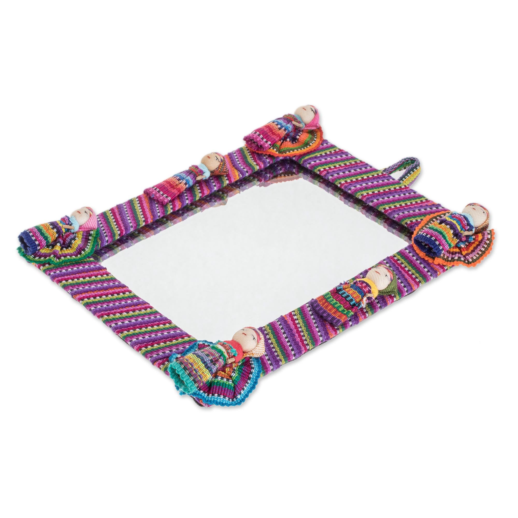 Premium Handwoven Guatemalan Wall Mirror with Worry Dolls - Ultimate Home Decor