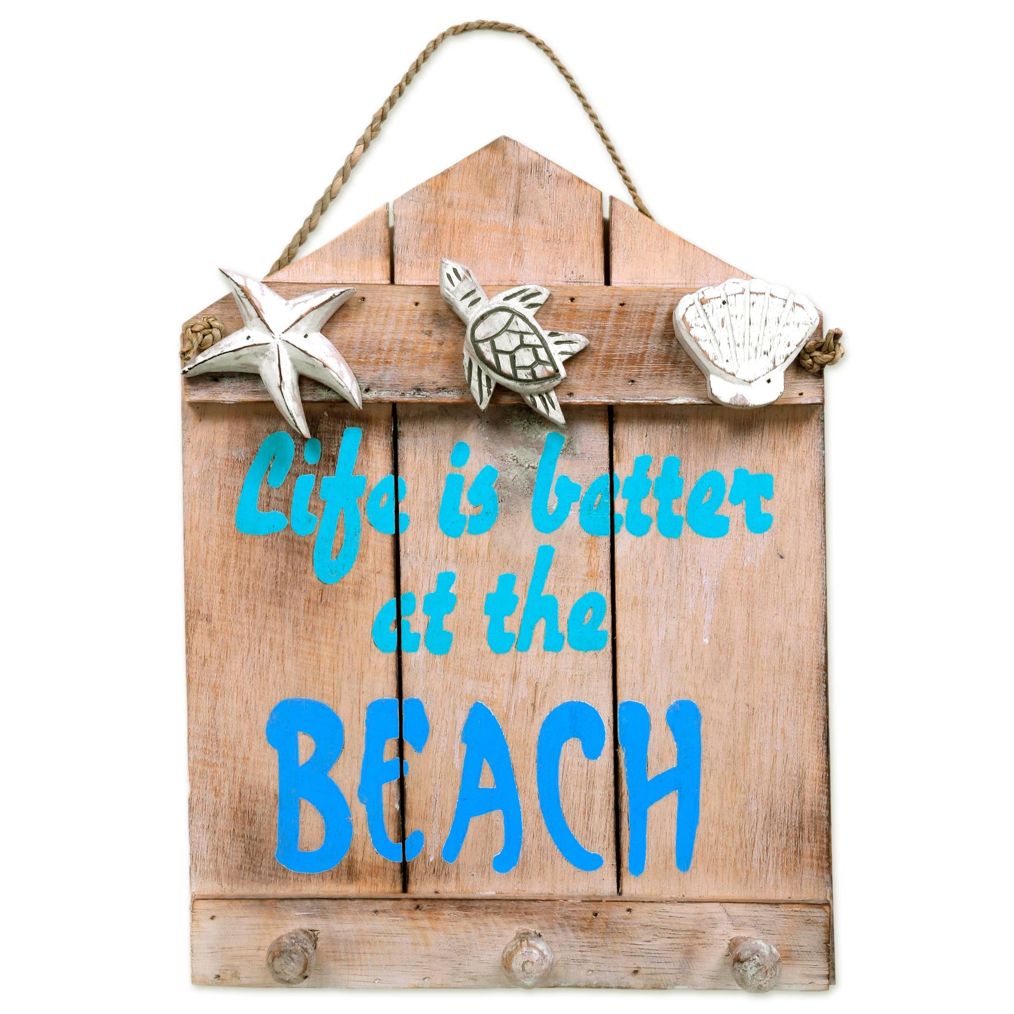 Premium Coastal Charm: Handcrafted Beach-Themed Wood Coat Rack from Indonesia