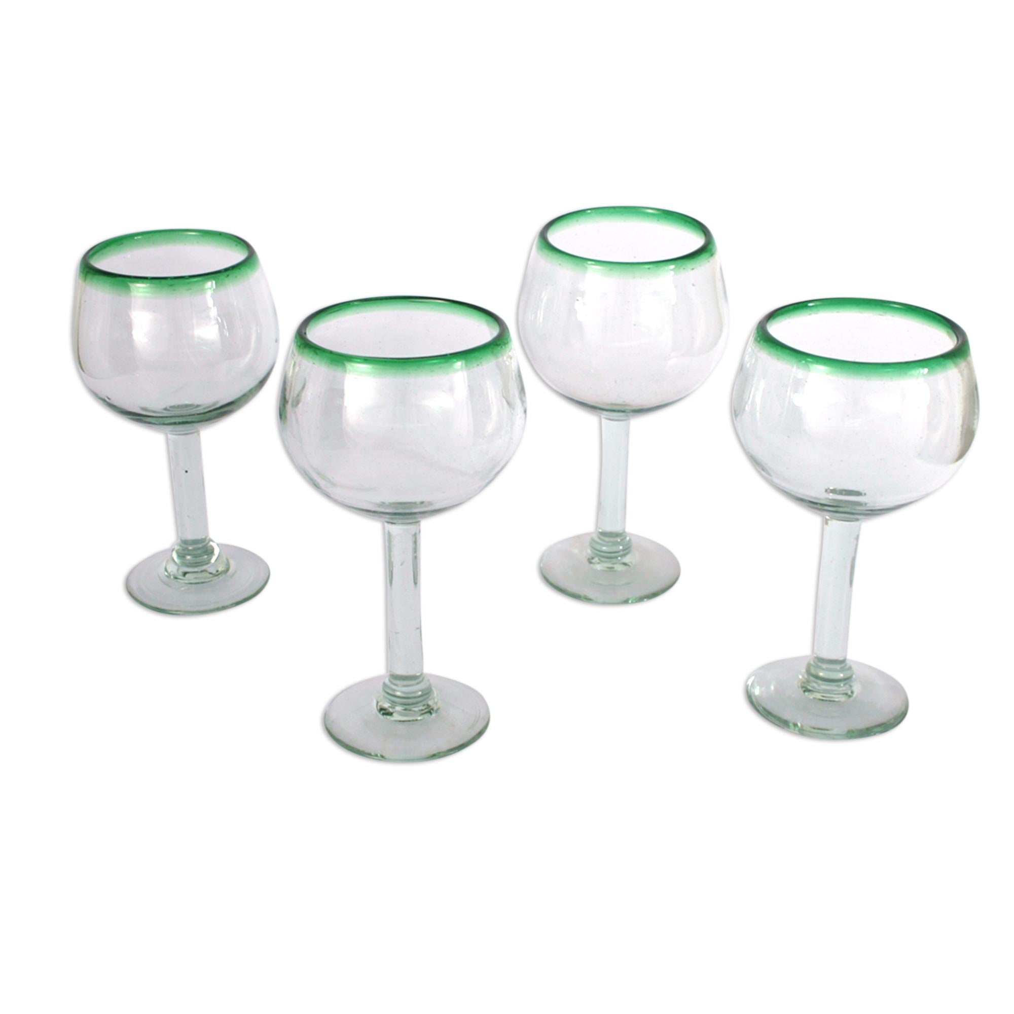 Premium Hand Blown Lime Globe Wine Glasses Set of 4 - Eco-Friendly & Unique