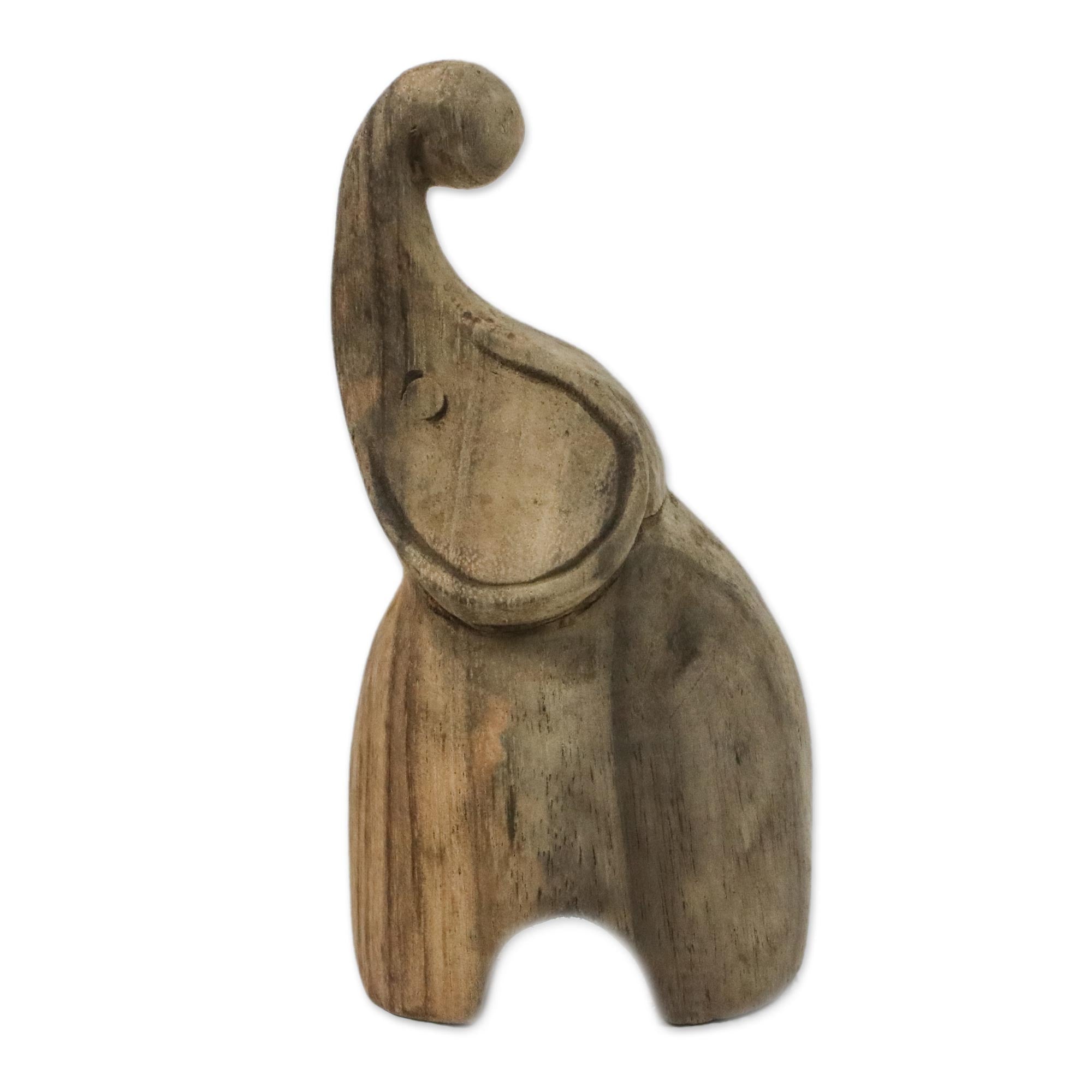 Premium Handcrafted Elephant Statuette - Raintree Wood Art from Thailand