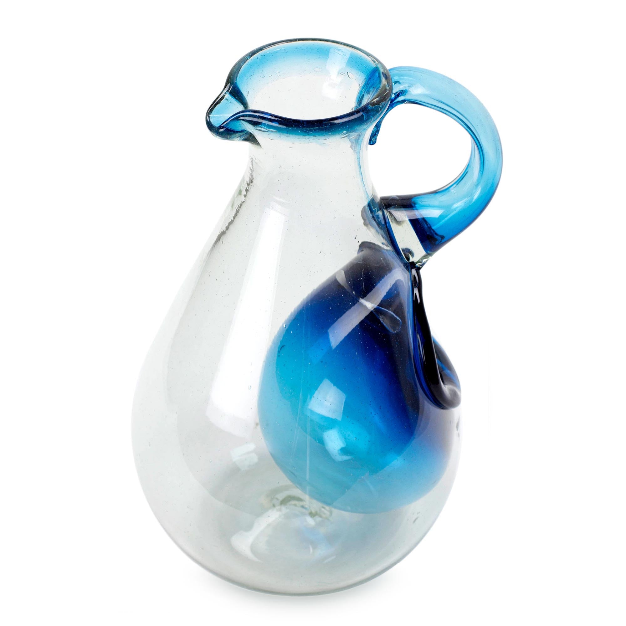 Premium Handcrafted Caribbean Glass Pitcher with Built-In Ice Chamber