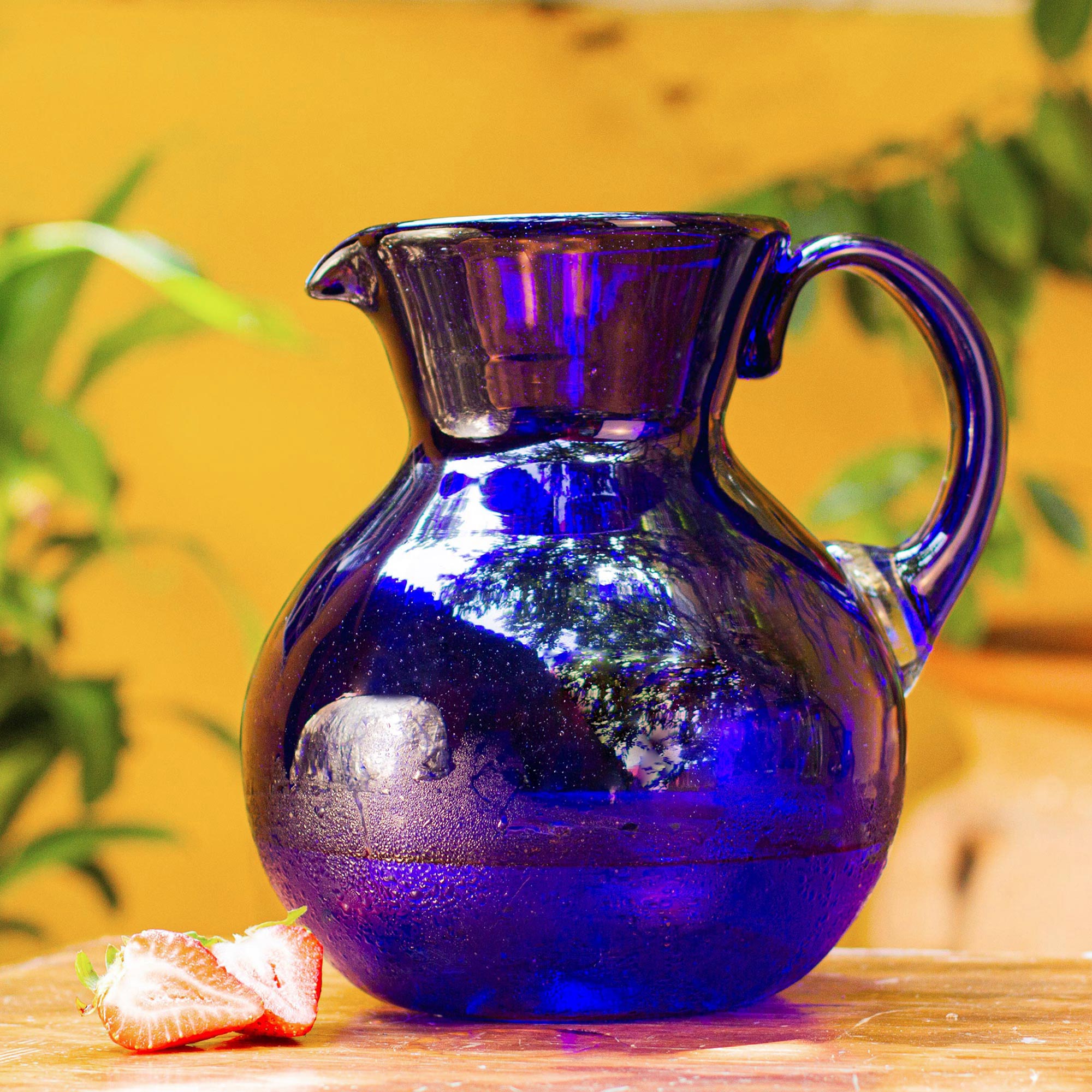 Premium Handblown Cobalt Glass Pitcher - Ultimate Serveware for Refreshing Drinks