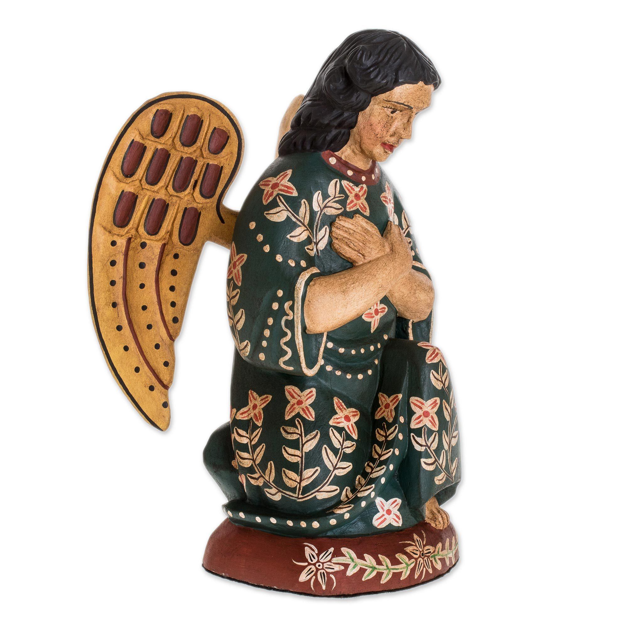 Premium Angel of Gratitude Handcrafted Pinewood Sculpture - Ultimate Spiritual Decor