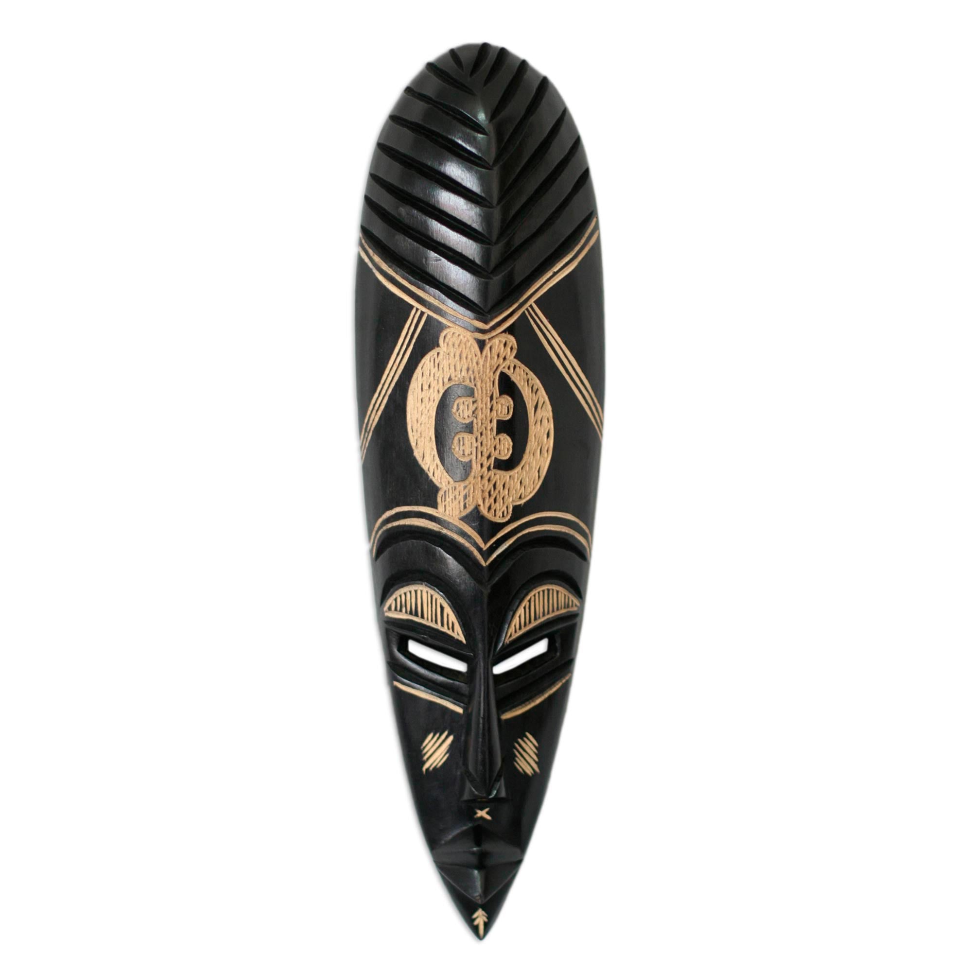 Premium African Wood Mask - God is My Guide