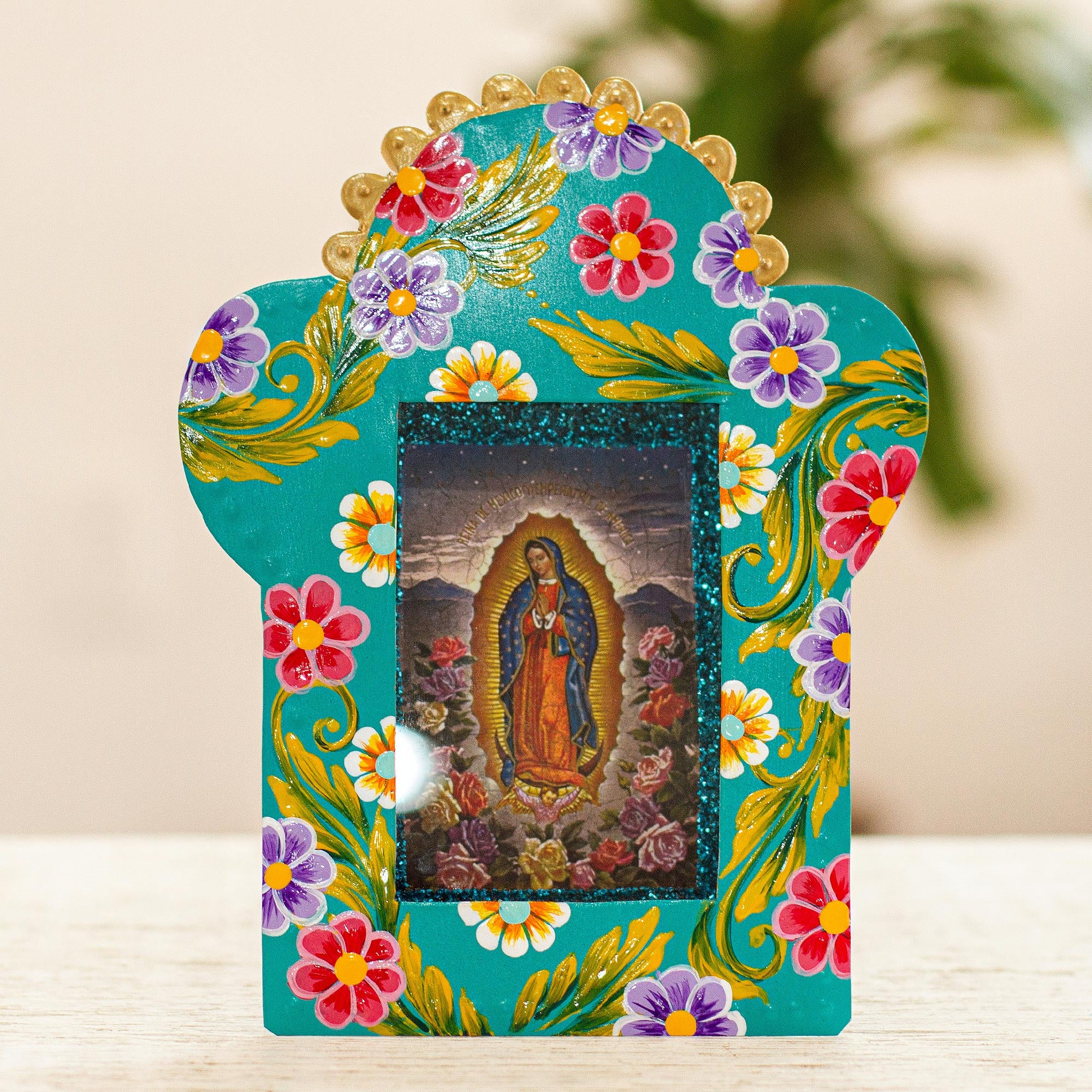 Premium Handcrafted Virgin of Guadalupe Tin Plaque & Photo Frame - Ultimate Wall Decor