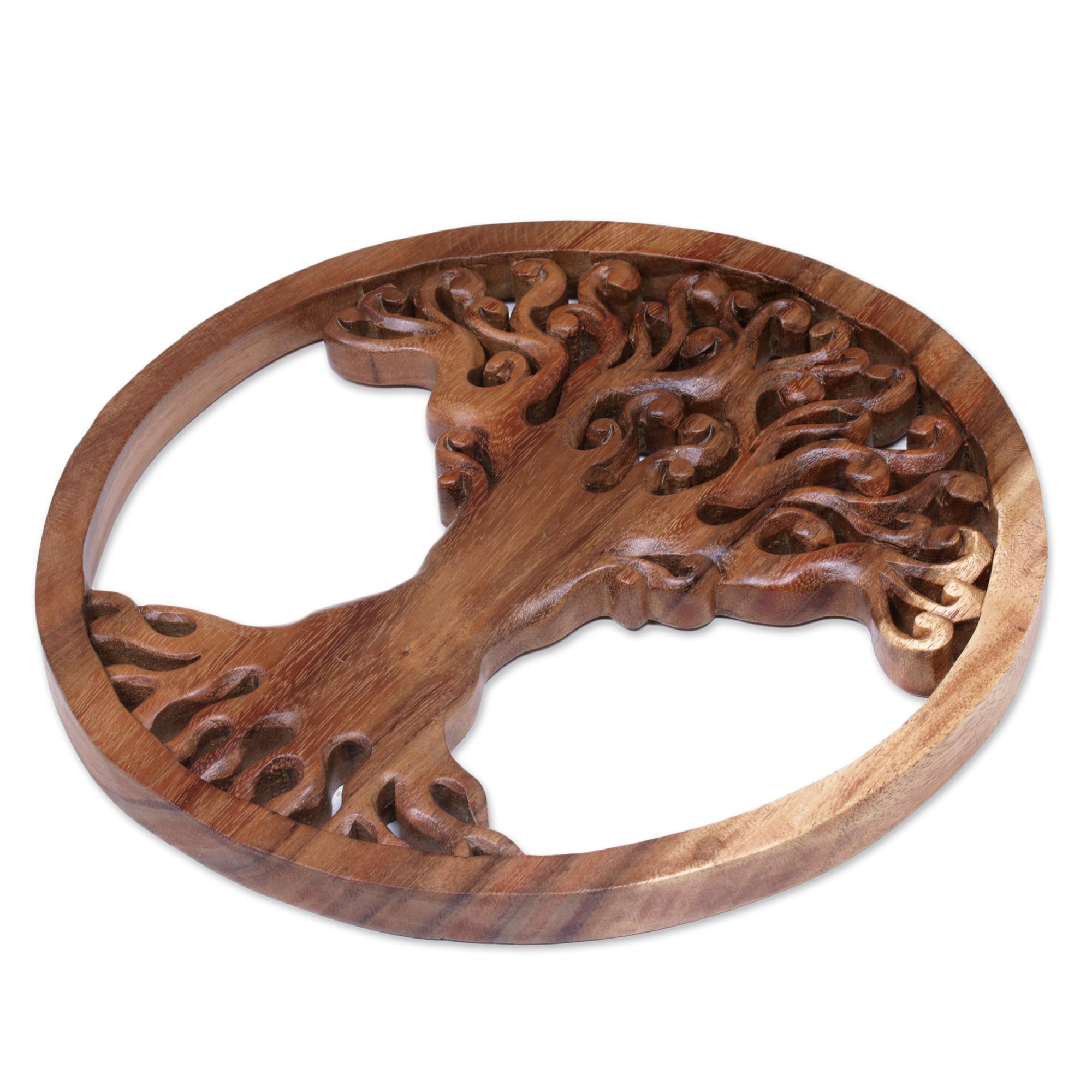 Premium Hand-Carved Suar Wood Panel – Majestic Balinese Tree Design