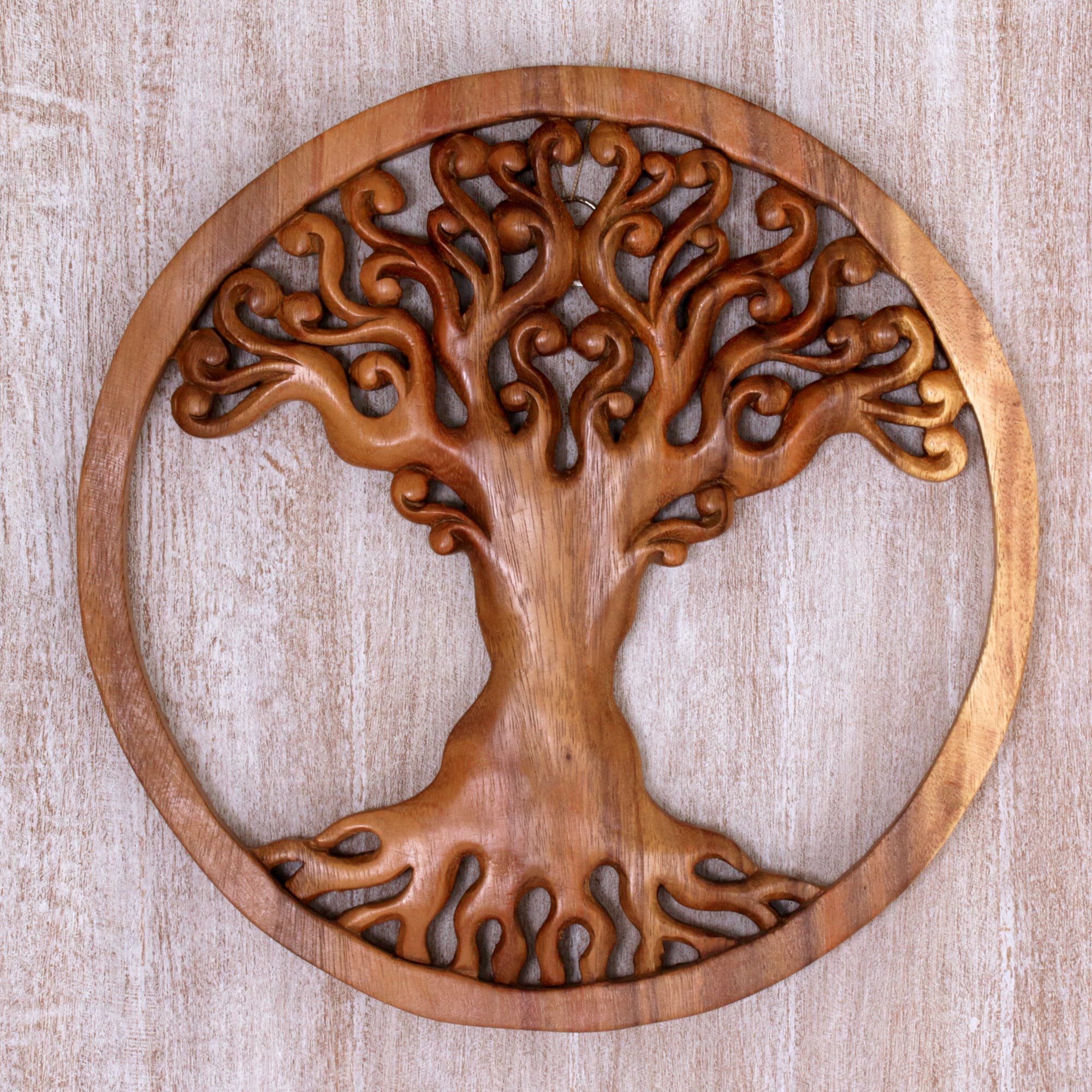 Premium Hand-Carved Suar Wood Panel – Majestic Balinese Tree Design