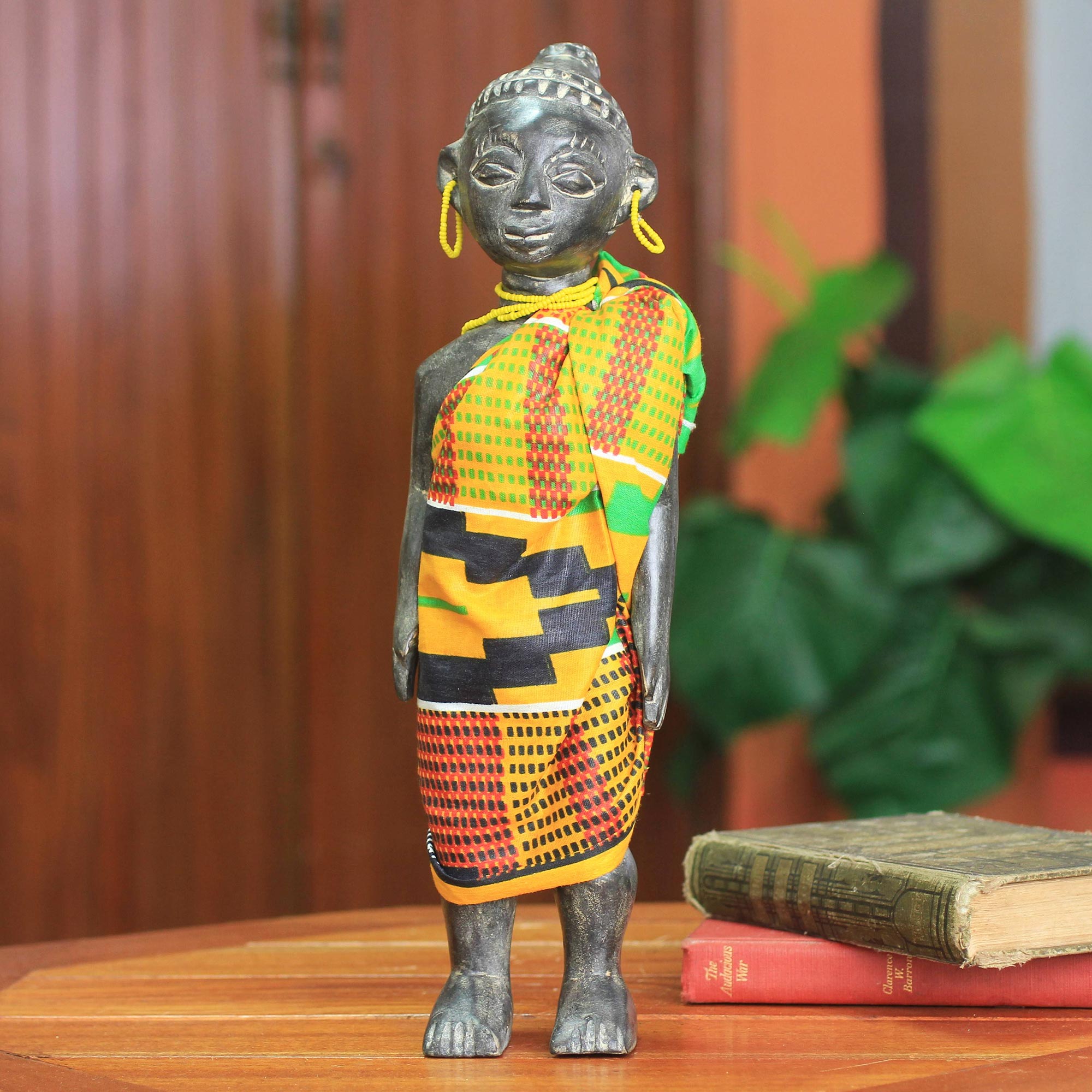 Premium Ghana Queen Mother Wood Sculpture - Handcrafted Artistry