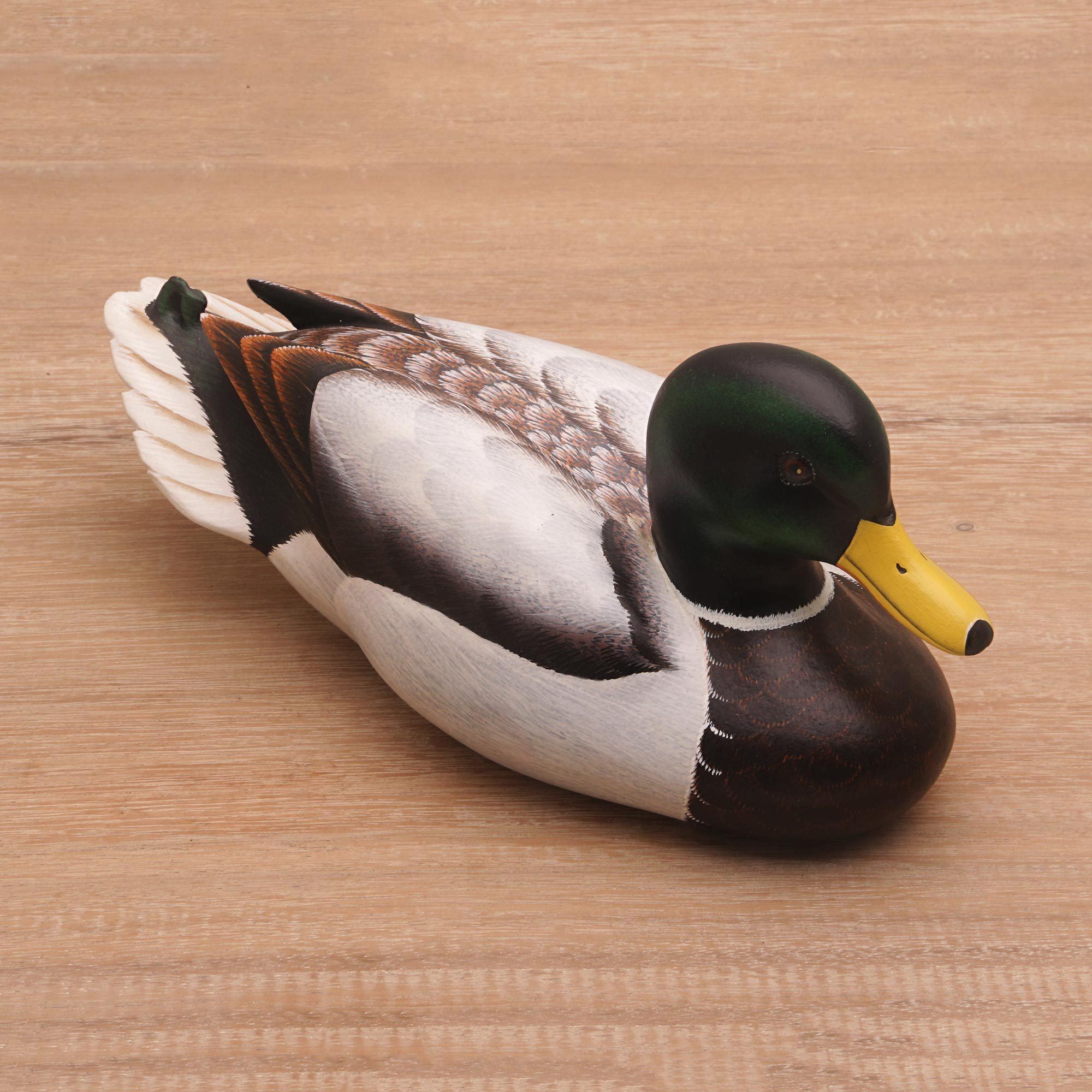 Premium Hand Carved Male Mallard Statuette - Ultimate Home Decor