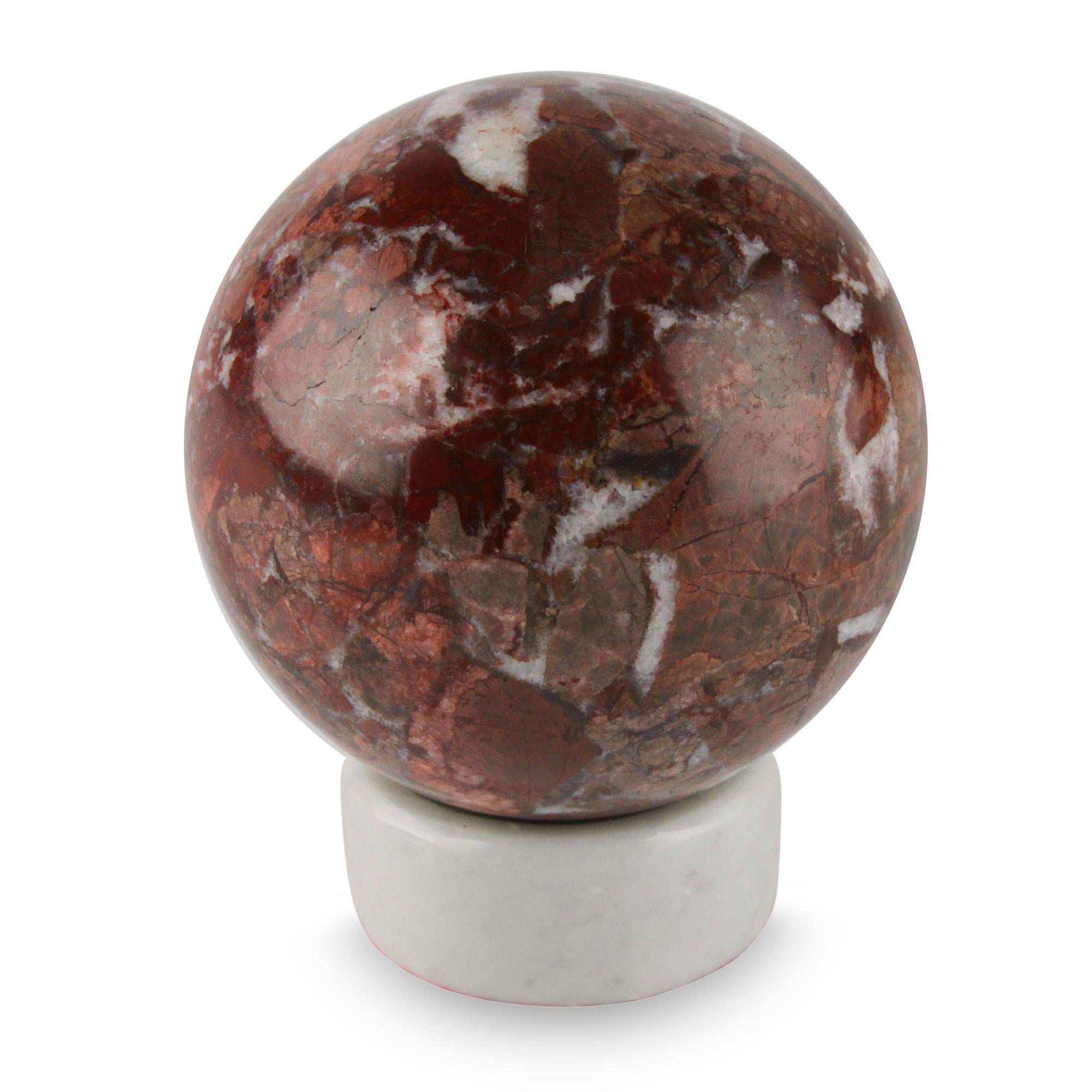 Premium Romance Garnet Sphere Sculpture with Calcite Stand - Ultimate Spiritual Decor
