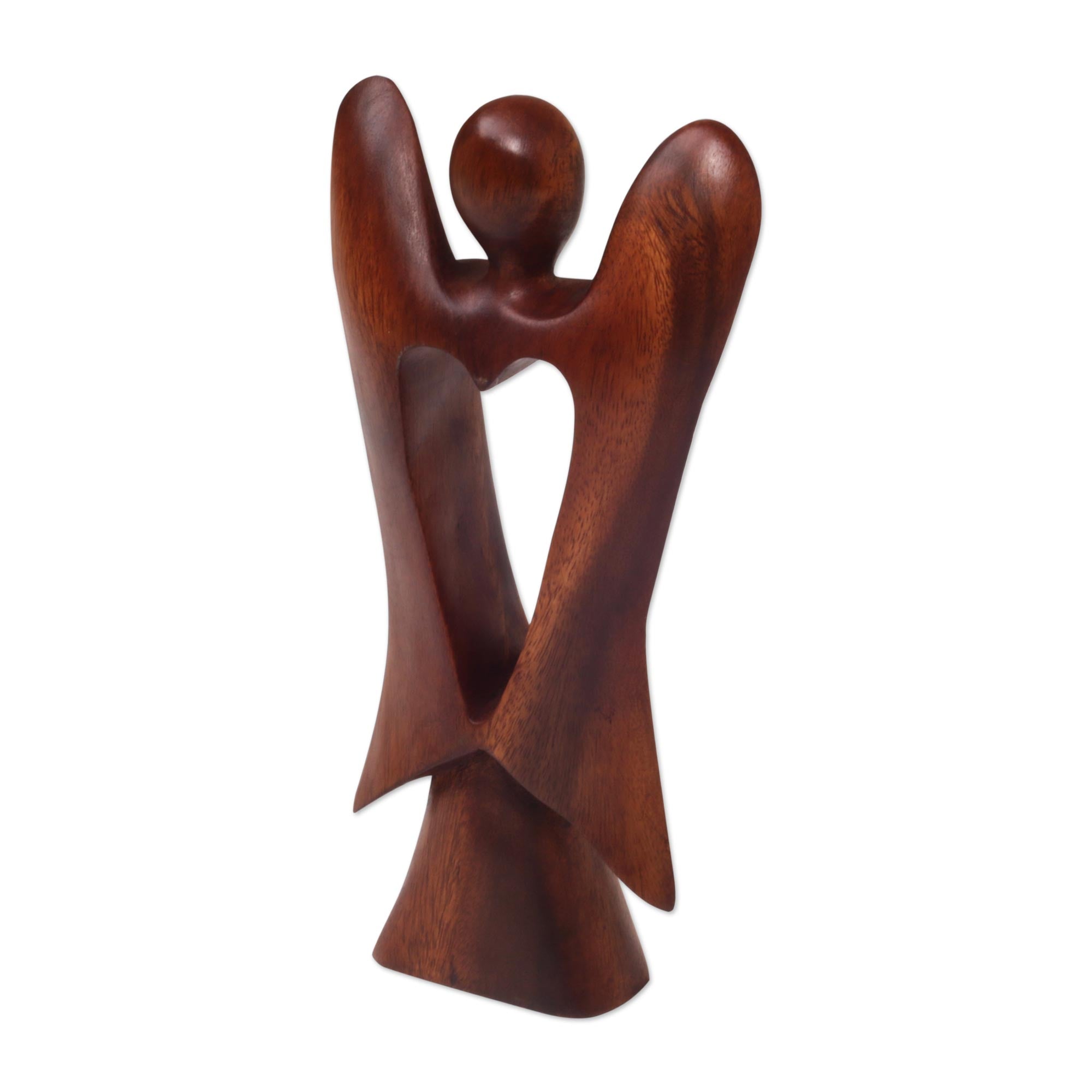 Premium Hand-Carved Angel Heart Sculpture - Serene Wooden Art