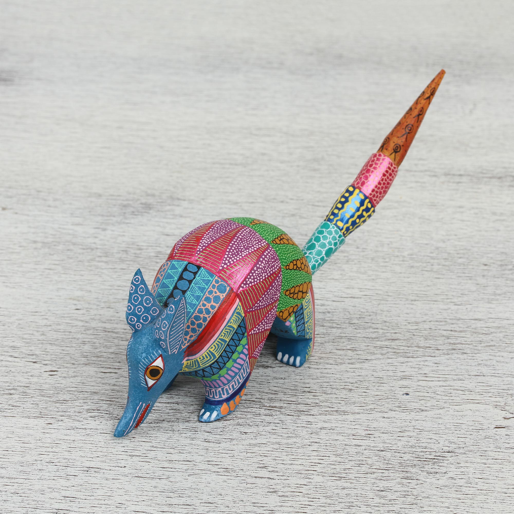 Premium Handcrafted Alebrije Armadillo Figurine - Copal Wood Art Piece