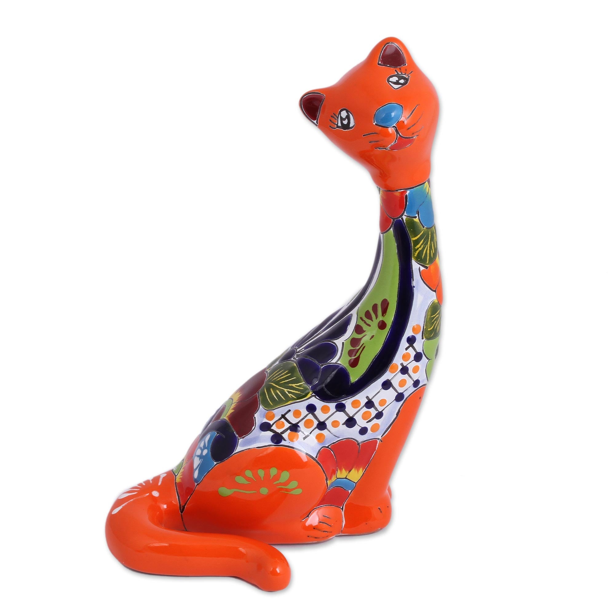 Premium Hand-Painted Ceramic Cat Sculpture – Unique Mexican Artistry