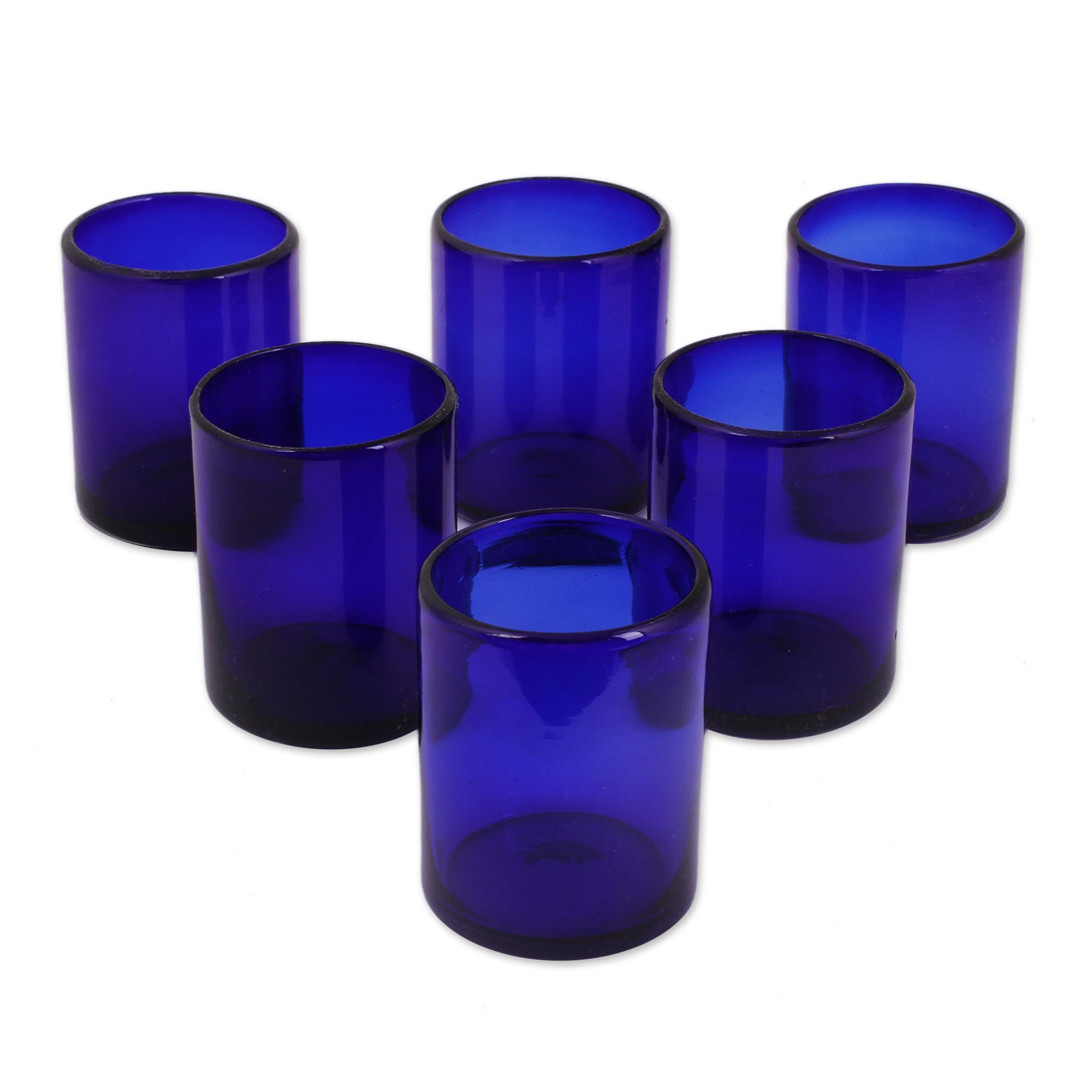 Premium Handblown Cobalt Blue Glass Tumblers - Set of 6 (Mexico)