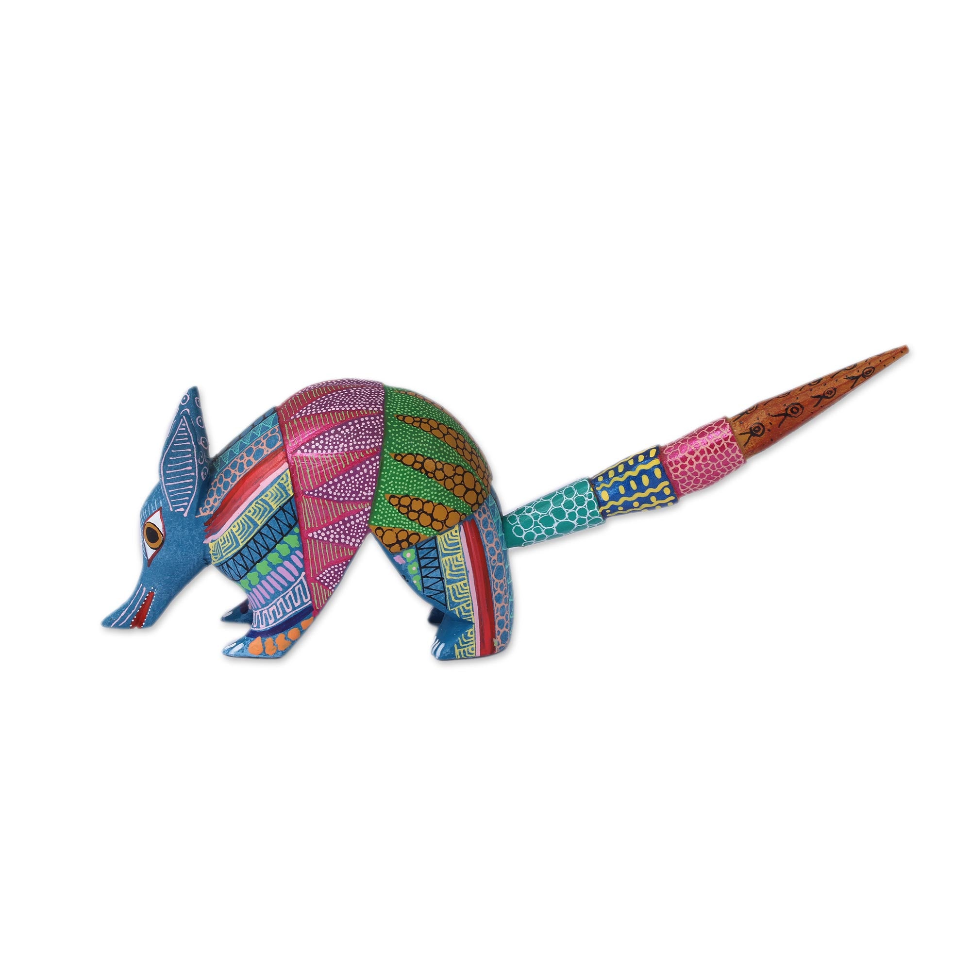 Premium Handcrafted Alebrije Armadillo Figurine - Copal Wood Art Piece