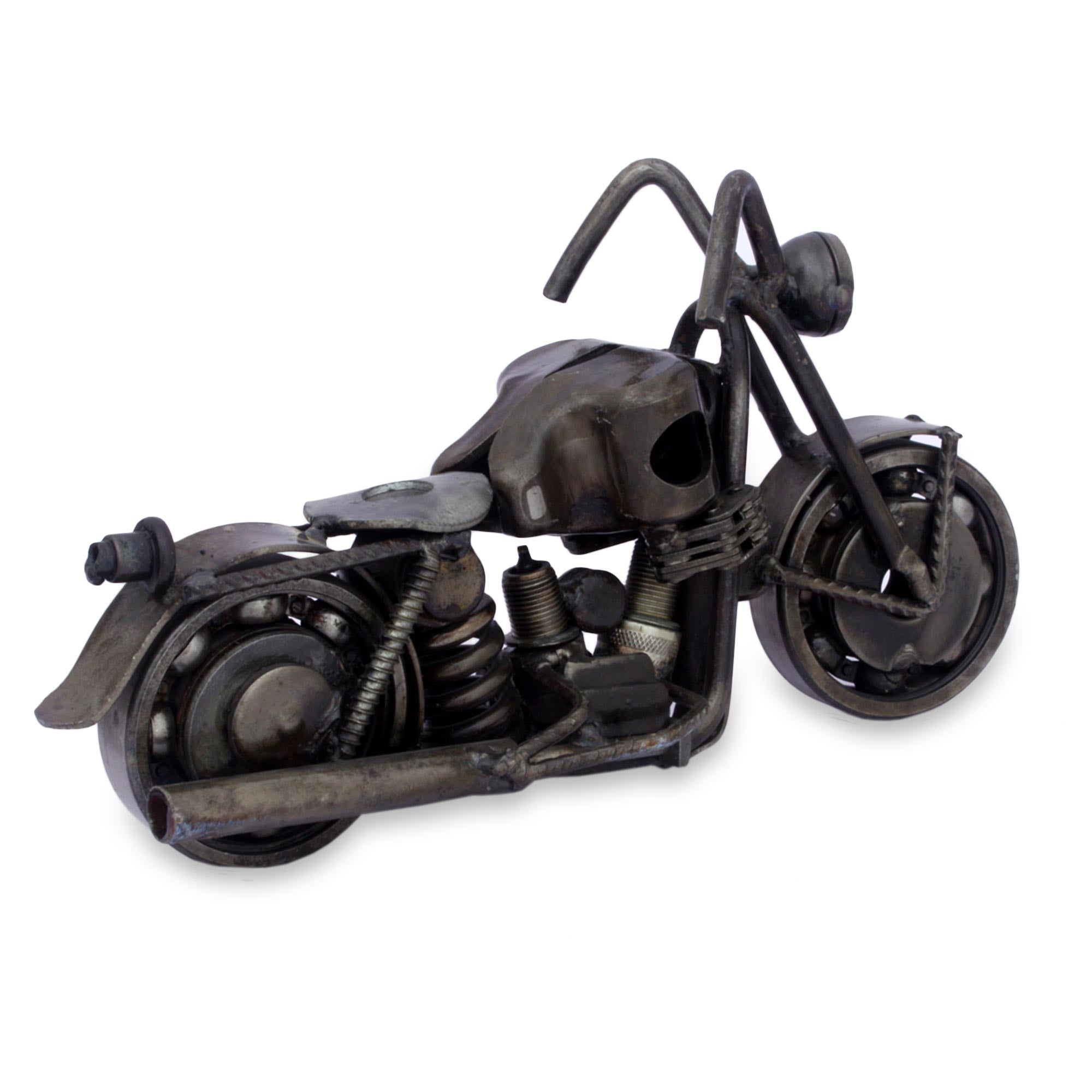 Premium Rustic Motorbike Sculpture - Handcrafted from Recycled Auto Parts