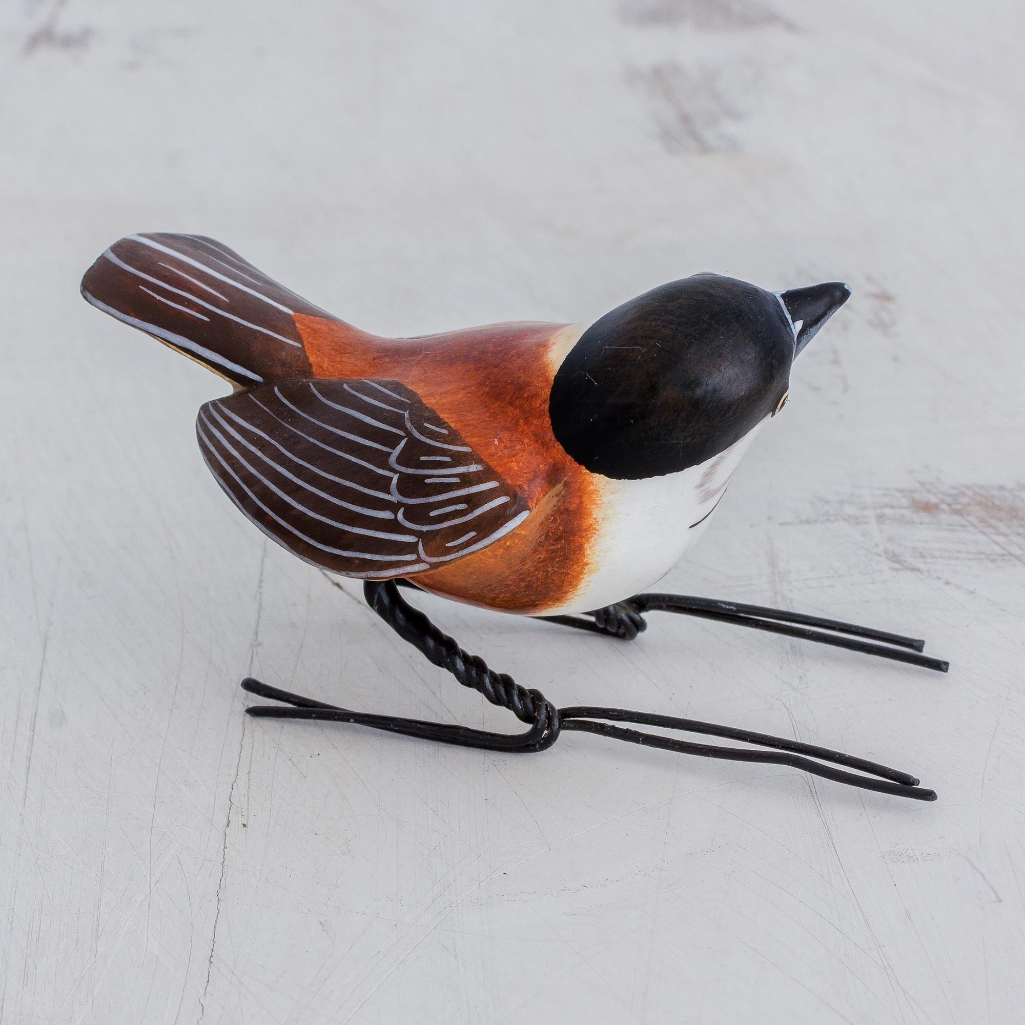 Premium Handcrafted Chestnut-Backed Chickadee Ceramic Bird Figurine