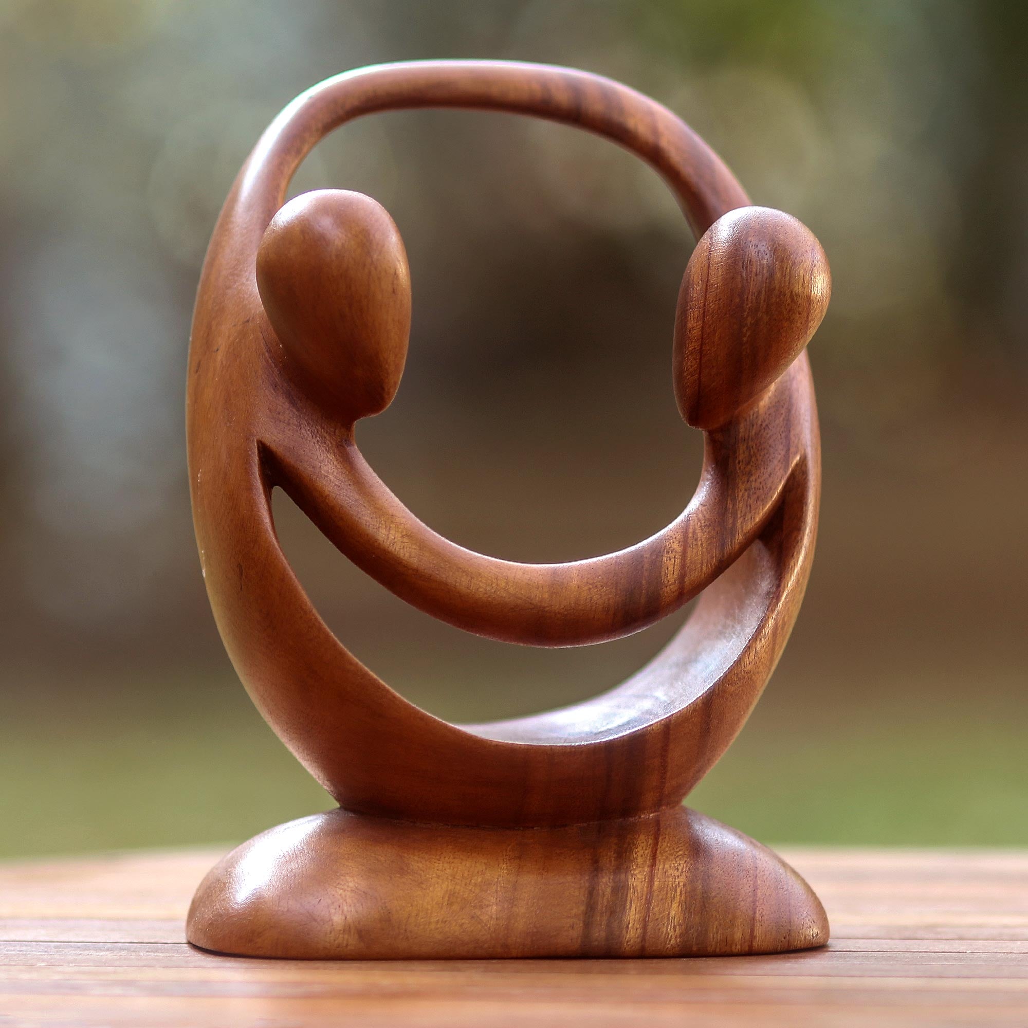 Premium Suar Wood 'Cycle of Love' Romantic Sculpture by Nyoman Karsa