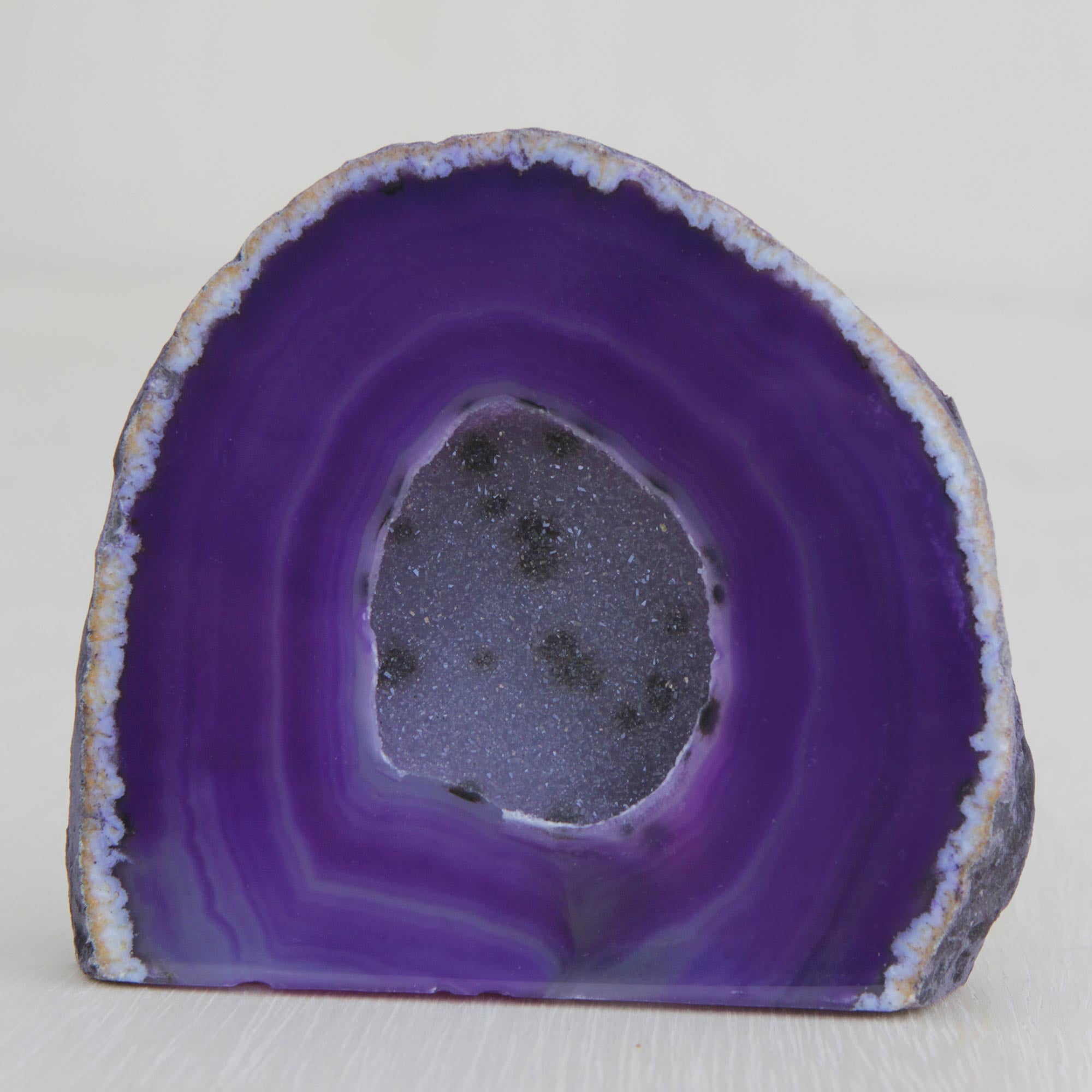 Premium Purple Agate Geode Decor - Handcrafted Natural Stone Art from Brazil
