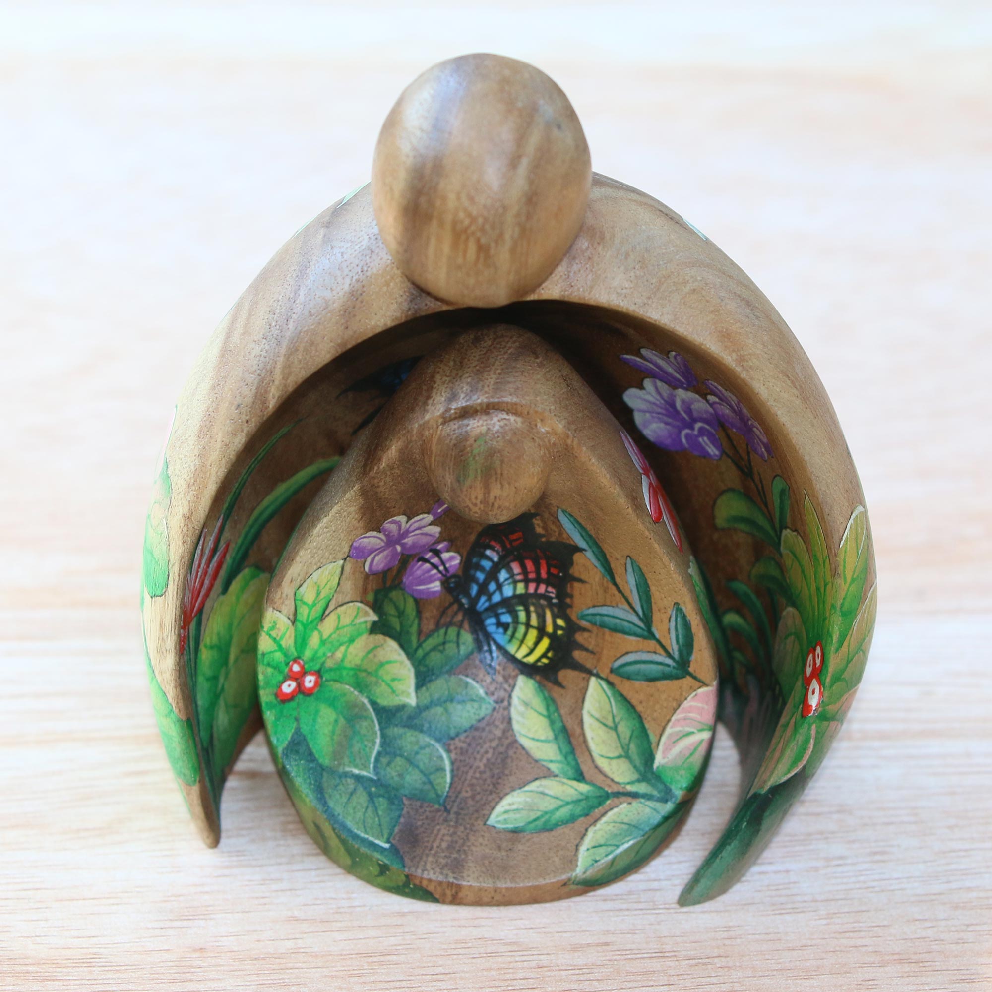 Premium Hand-Carved Wooden Forest Guardian Duo - Artisan Crafted Abstract Statuettes