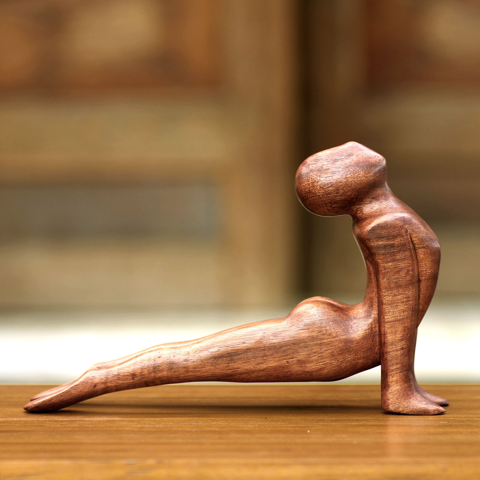 Premium Yoga Cobra Pose Sculpture - Handcrafted Wood Art