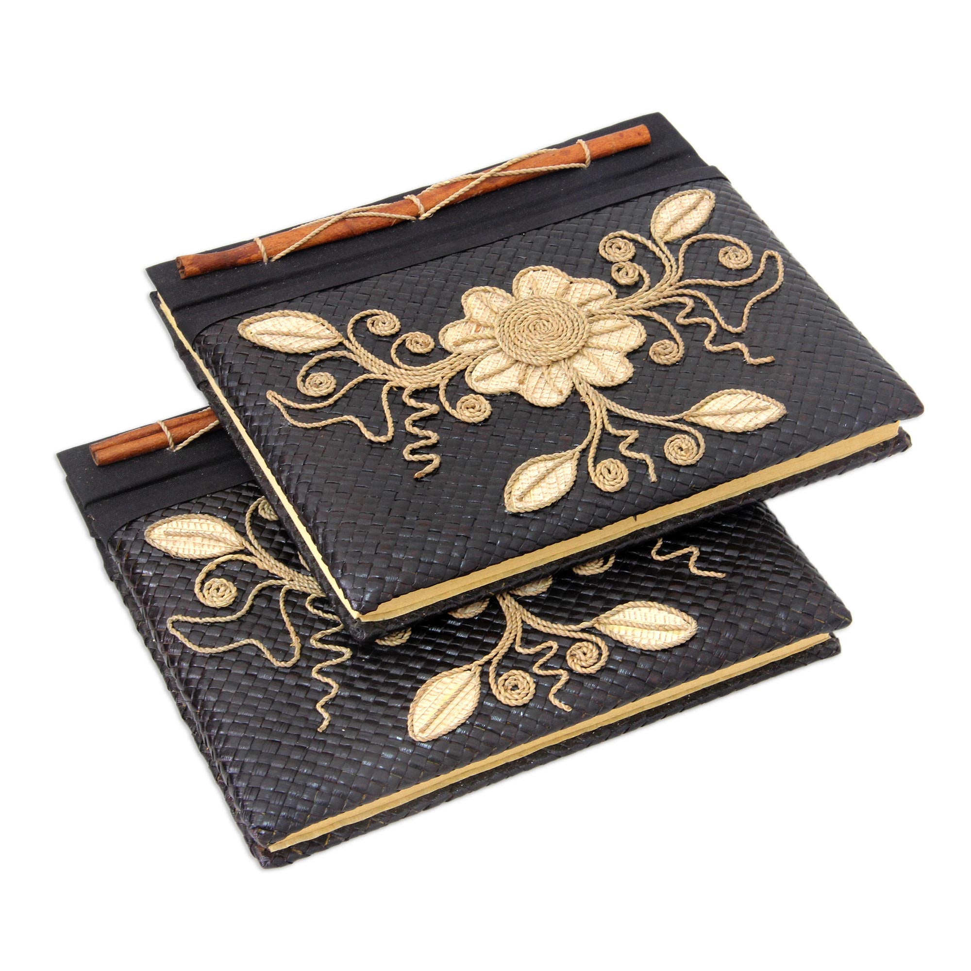 Premium Handcrafted Floral Pride Pandanus Journals - Set of 2
