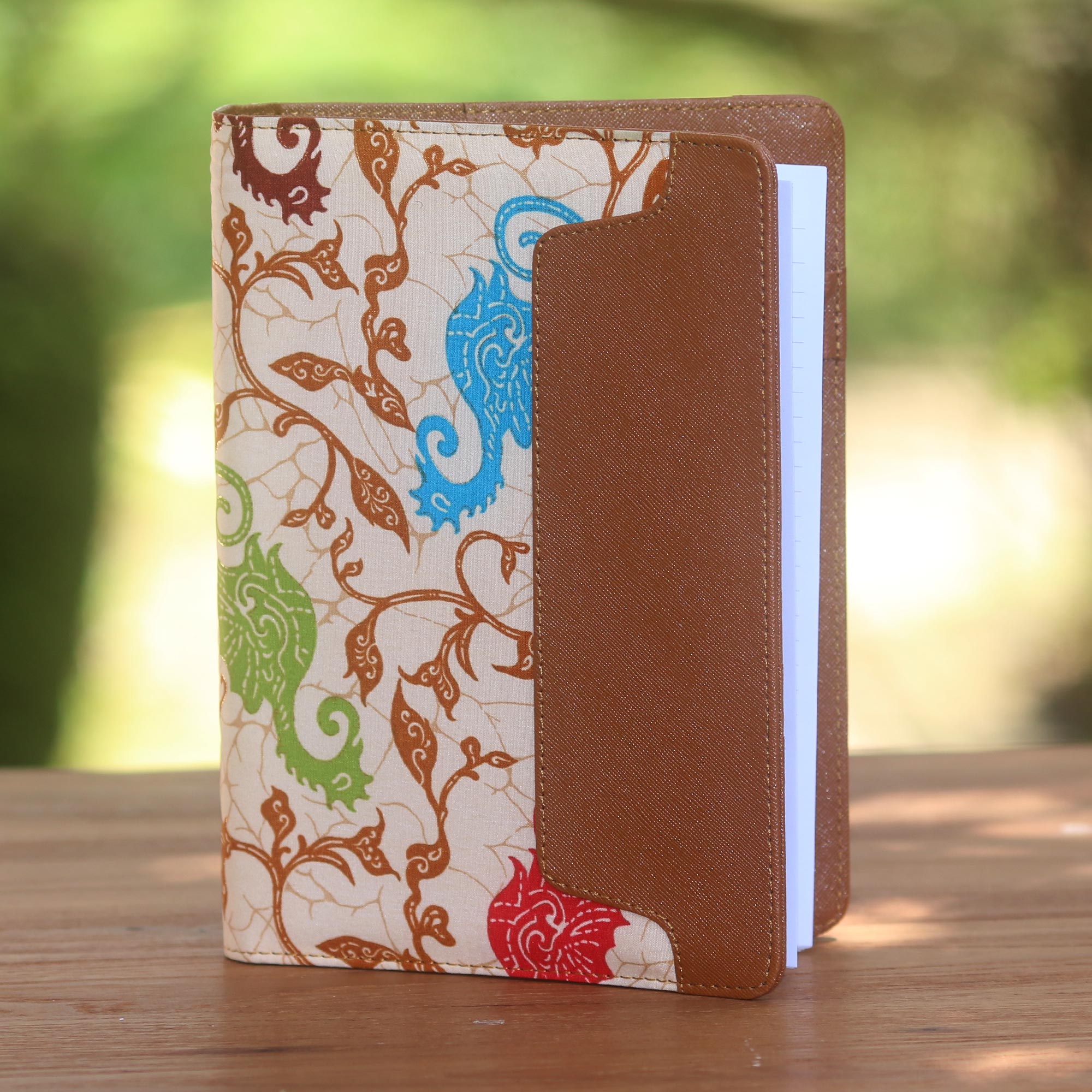 Premium Reef-Side Writer Handmade Faux Leather Planner - Ultimate Organizer with Batik Design