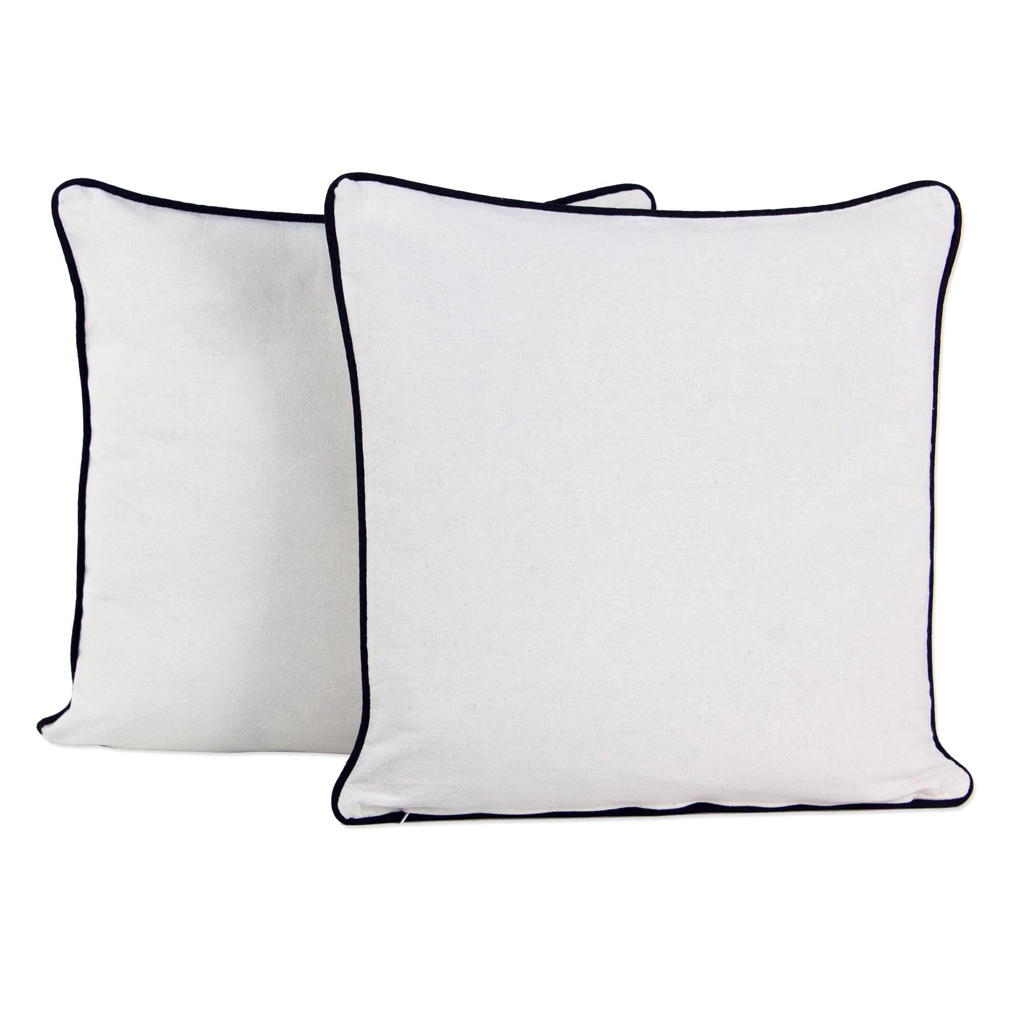 Premium Fair Trade Cotton Cushion Covers with Leaf Motif - Autumn Elegance (Pair)