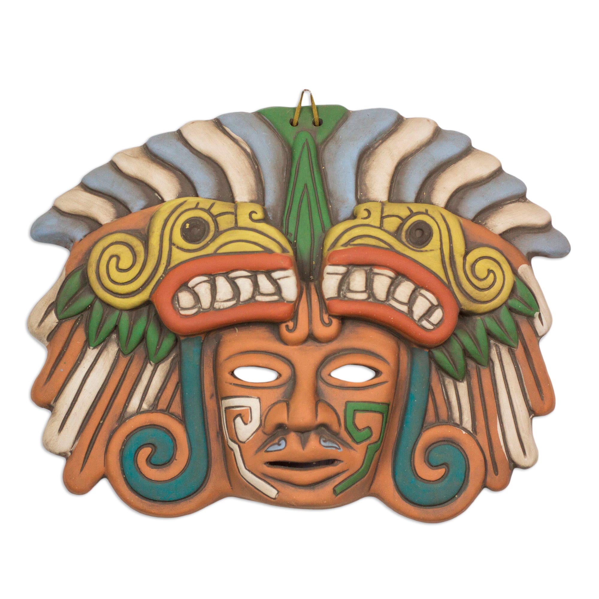 Premium Quetzalcoatl Teotihuacan Ceramic Mask - Handcrafted Artisan Collectible
