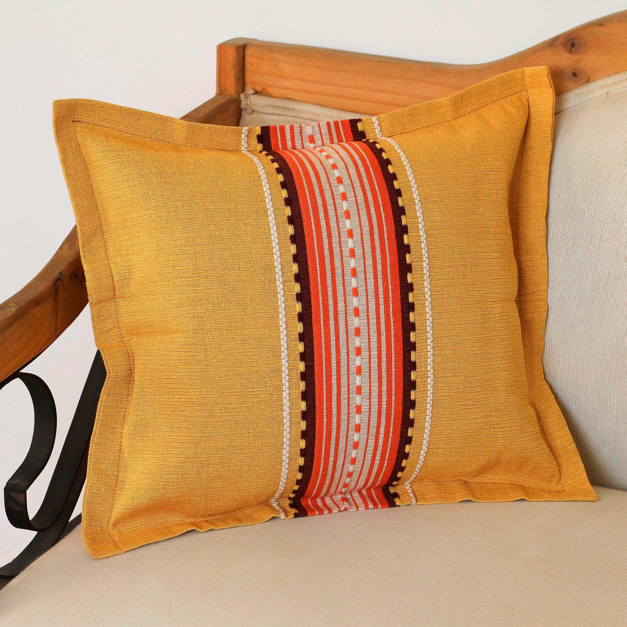 Premium Handwoven Brown Cotton Eco-Friendly Pillow Cover 'Amber History' – Upgrade Your Home Decor
