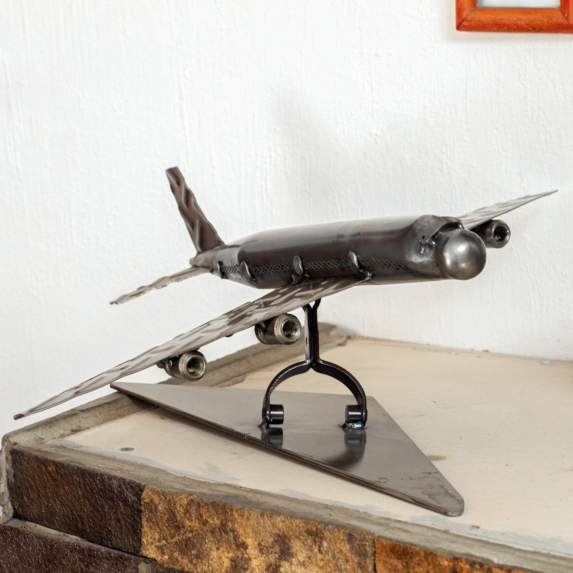 Premium Recycled Metal Airplane Sculpture - Handcrafted Aviation Art from Mexico